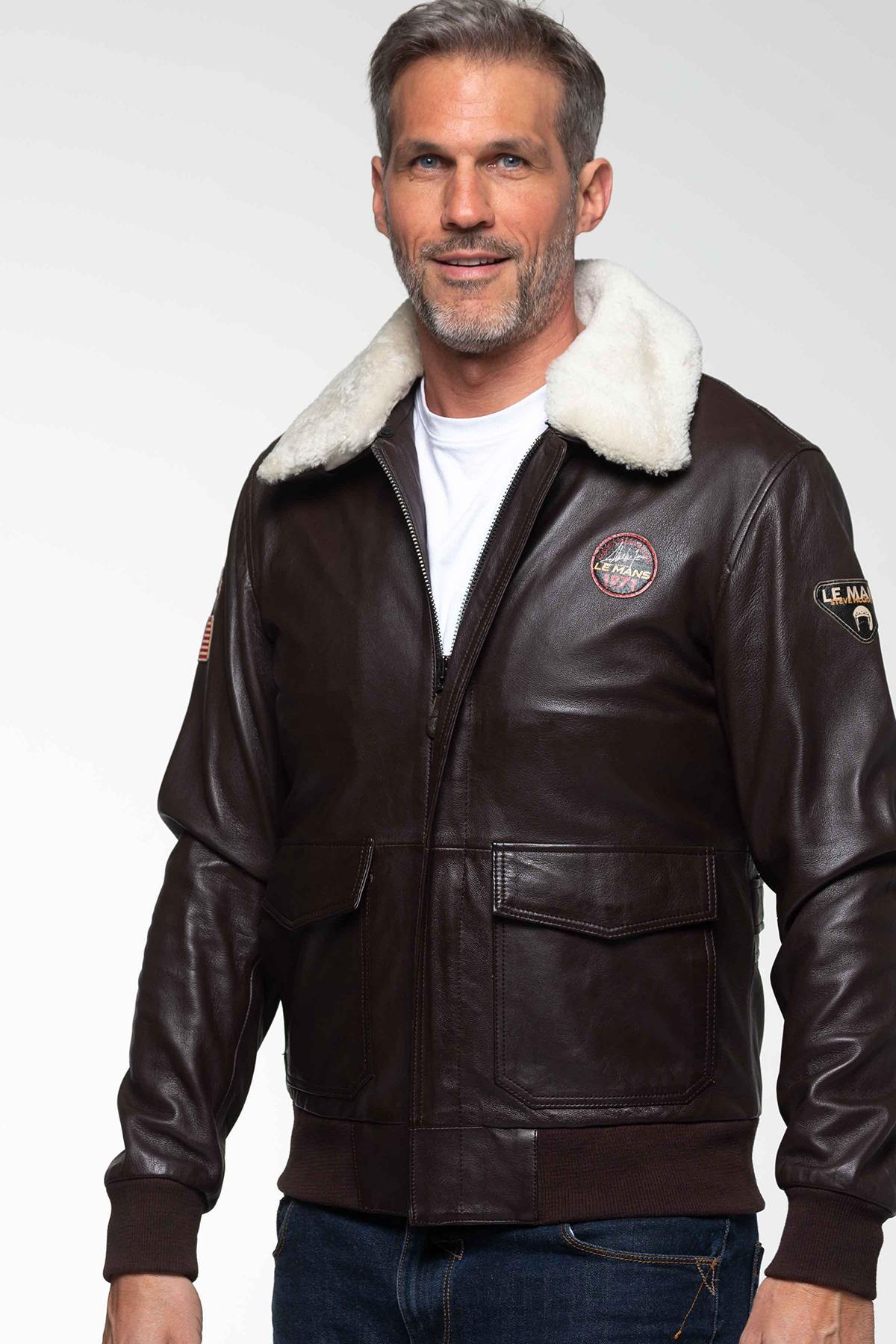 Steve McQueen jacket with removable fur collar - Image n°1