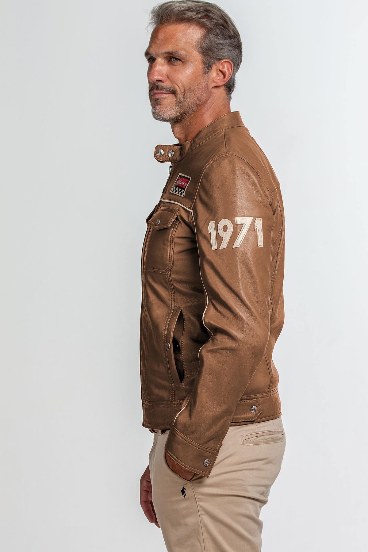 Steve McQueen Taupe Brown Leather Jacket - Image n°2