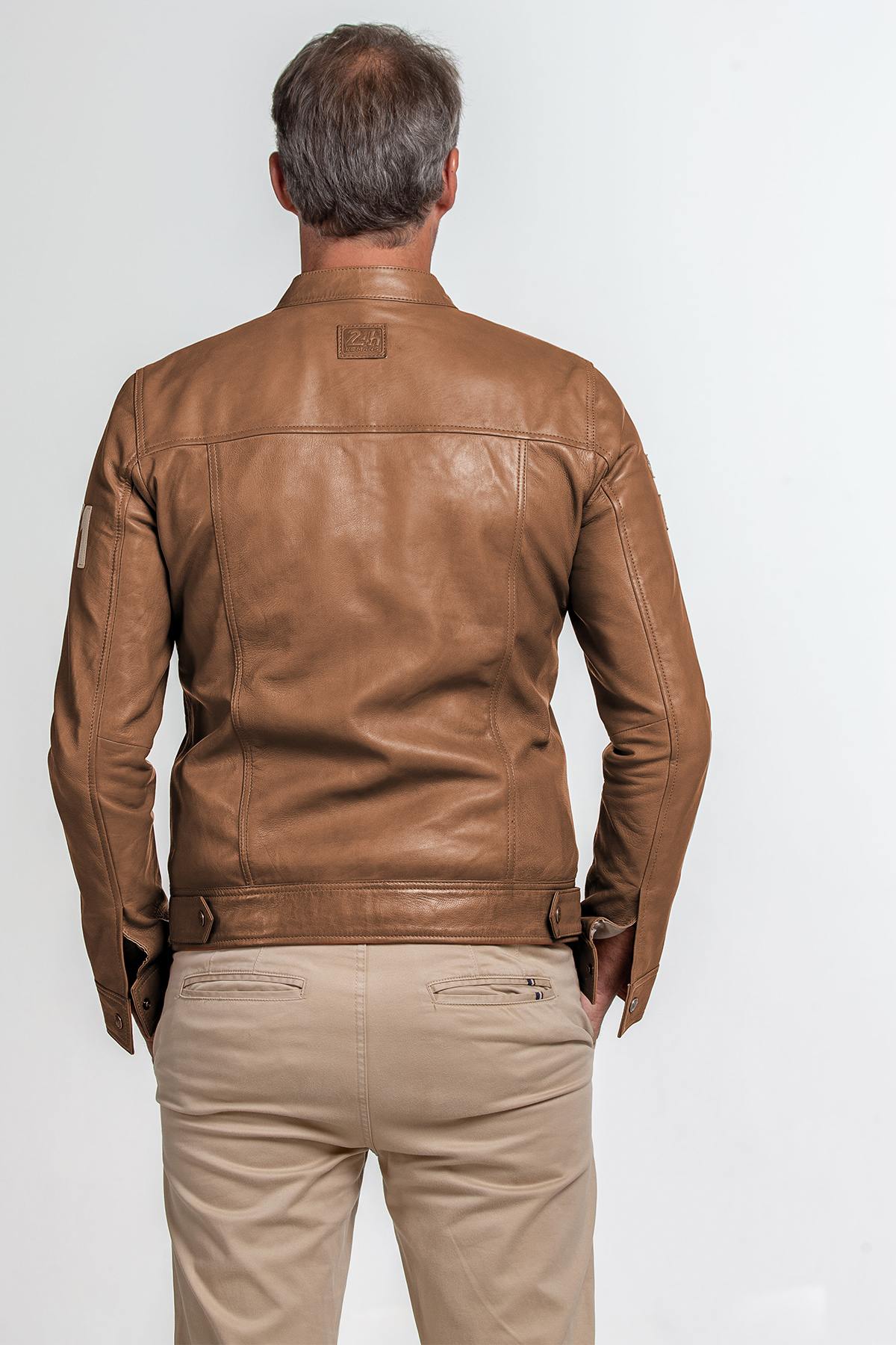 Steve McQueen Taupe Brown Leather Jacket - Image n°3