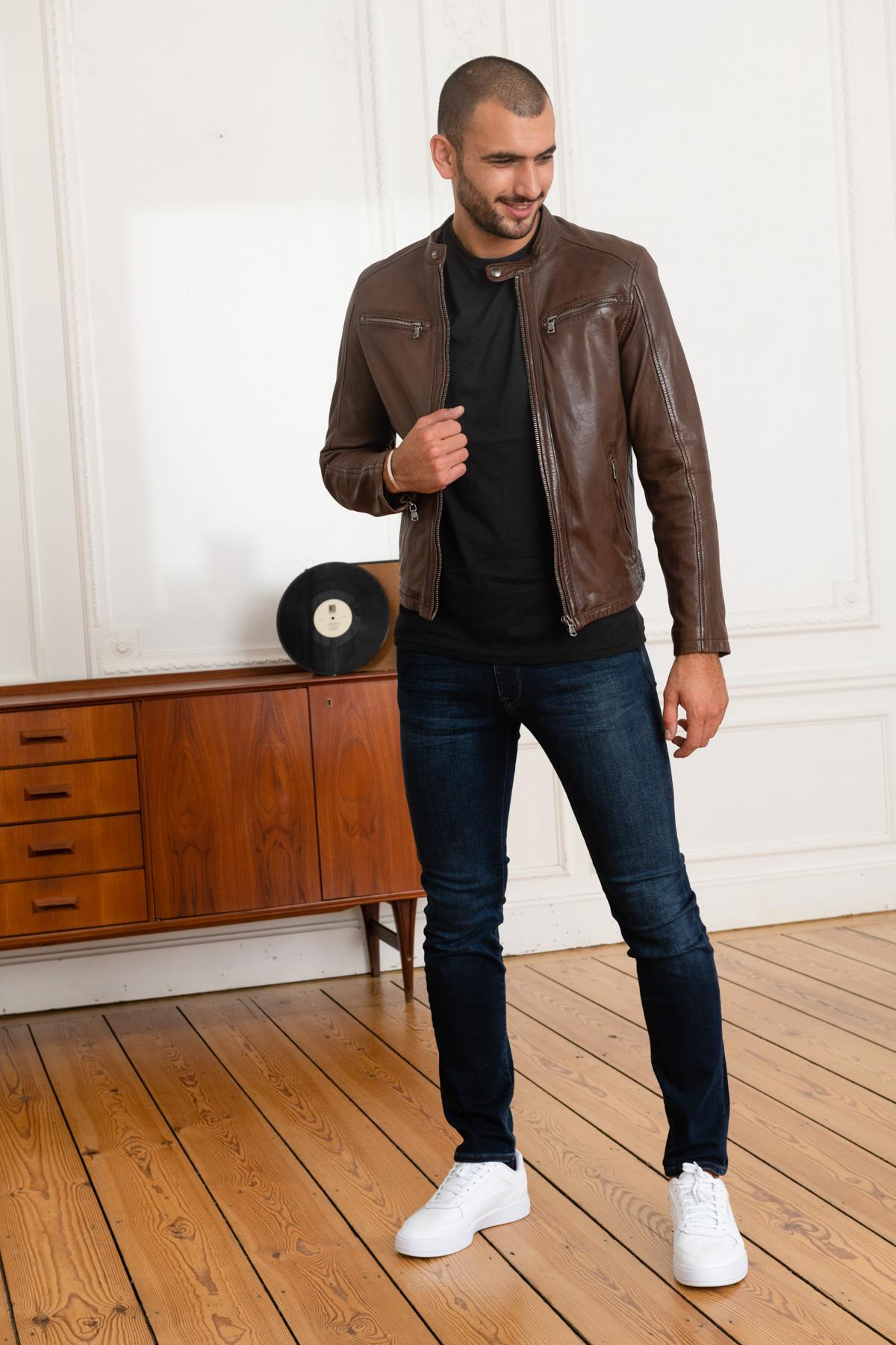 Brown vegetable-tanned lambskin jacket - Image n°7