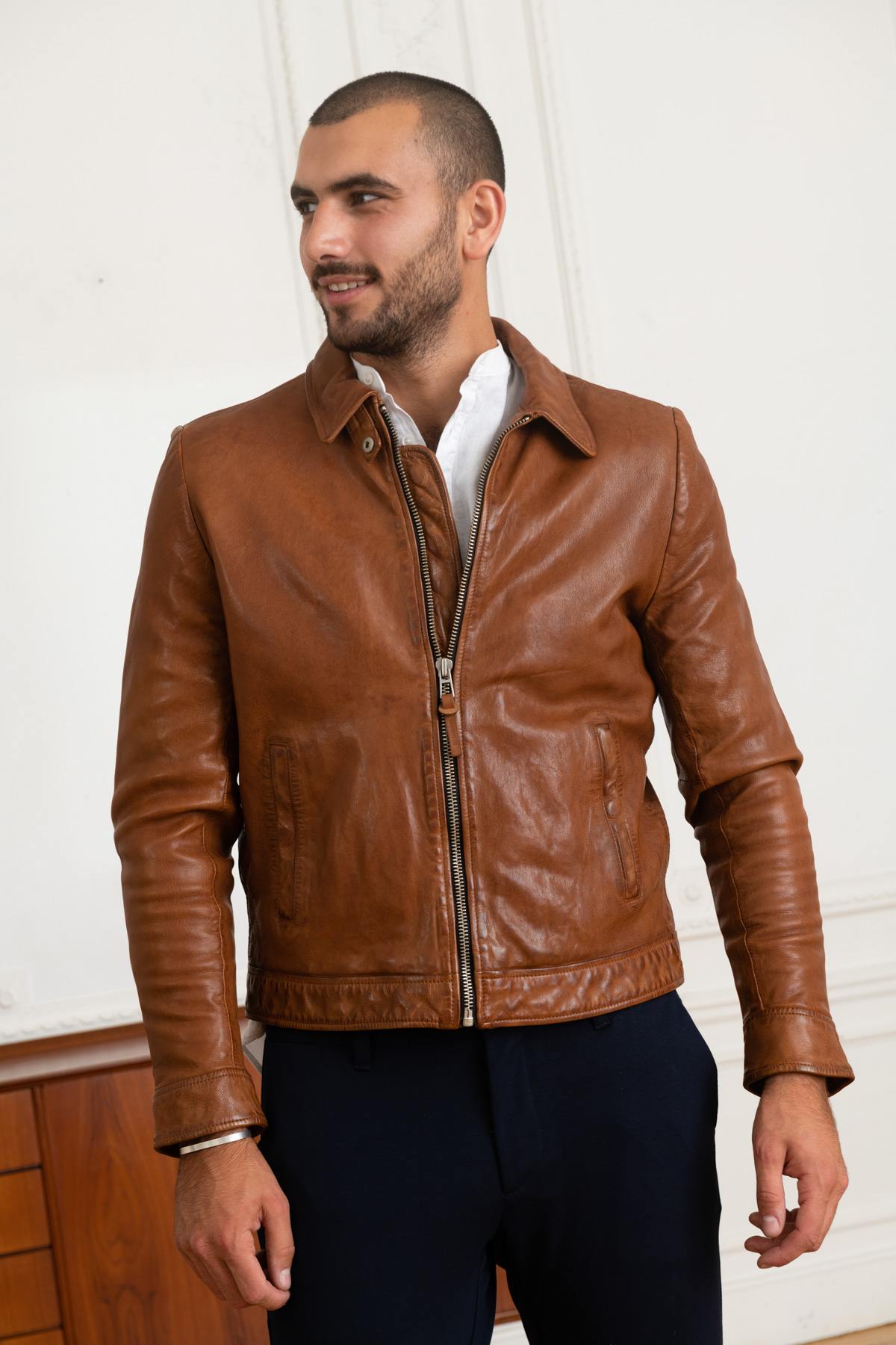 Eco-responsible leather jacket - Image n°3