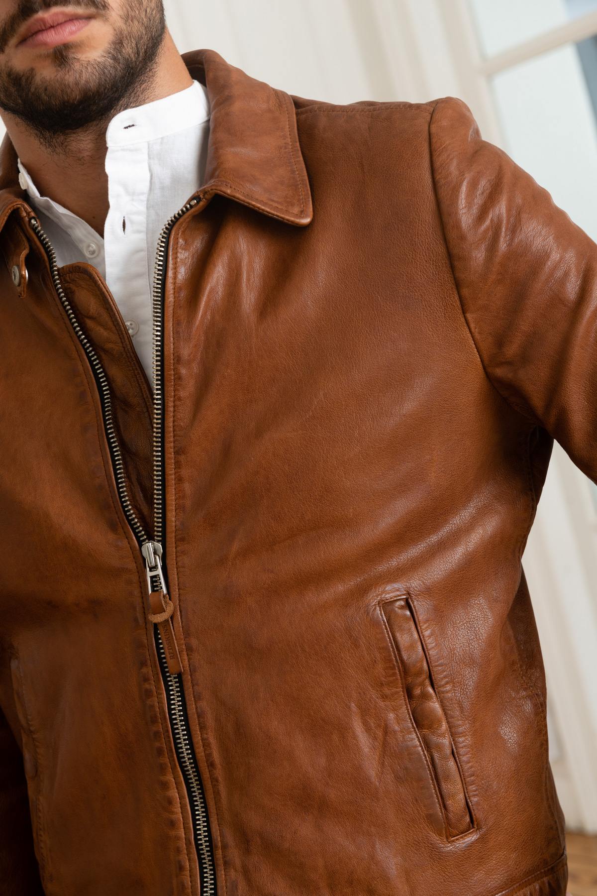 Eco-responsible leather jacket - Image n°6