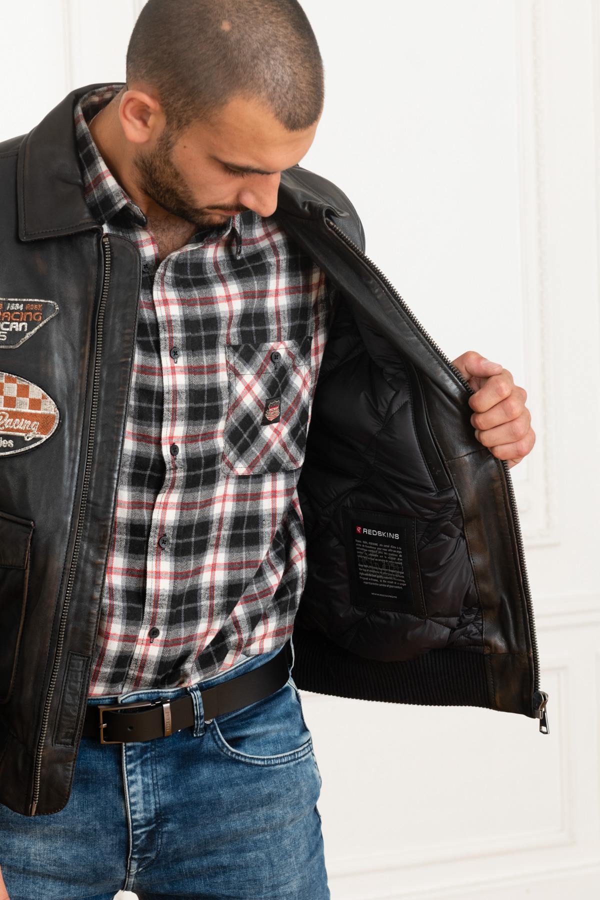 Vintage racing jacket in aged leather - Image n°4