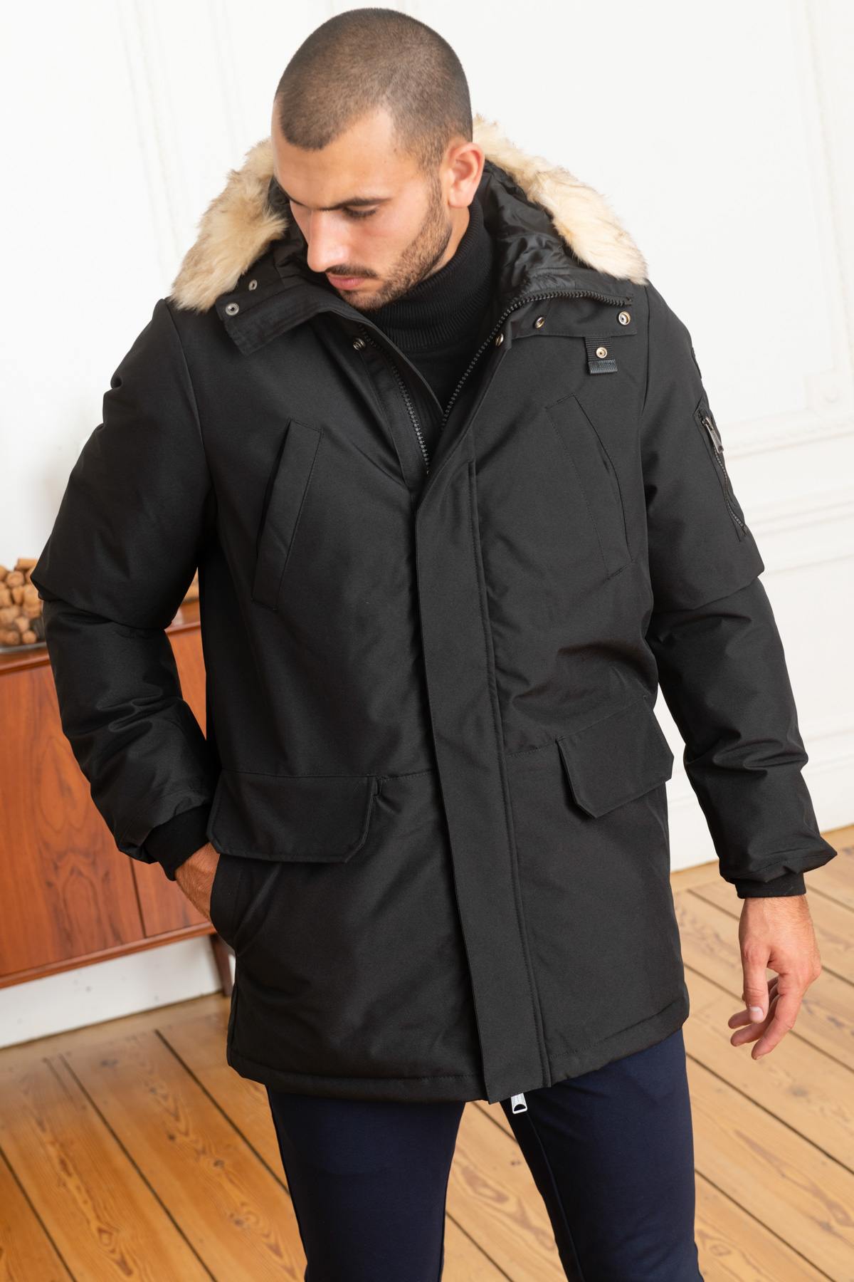 Snorkel parka with removable fur hood - Image n°6