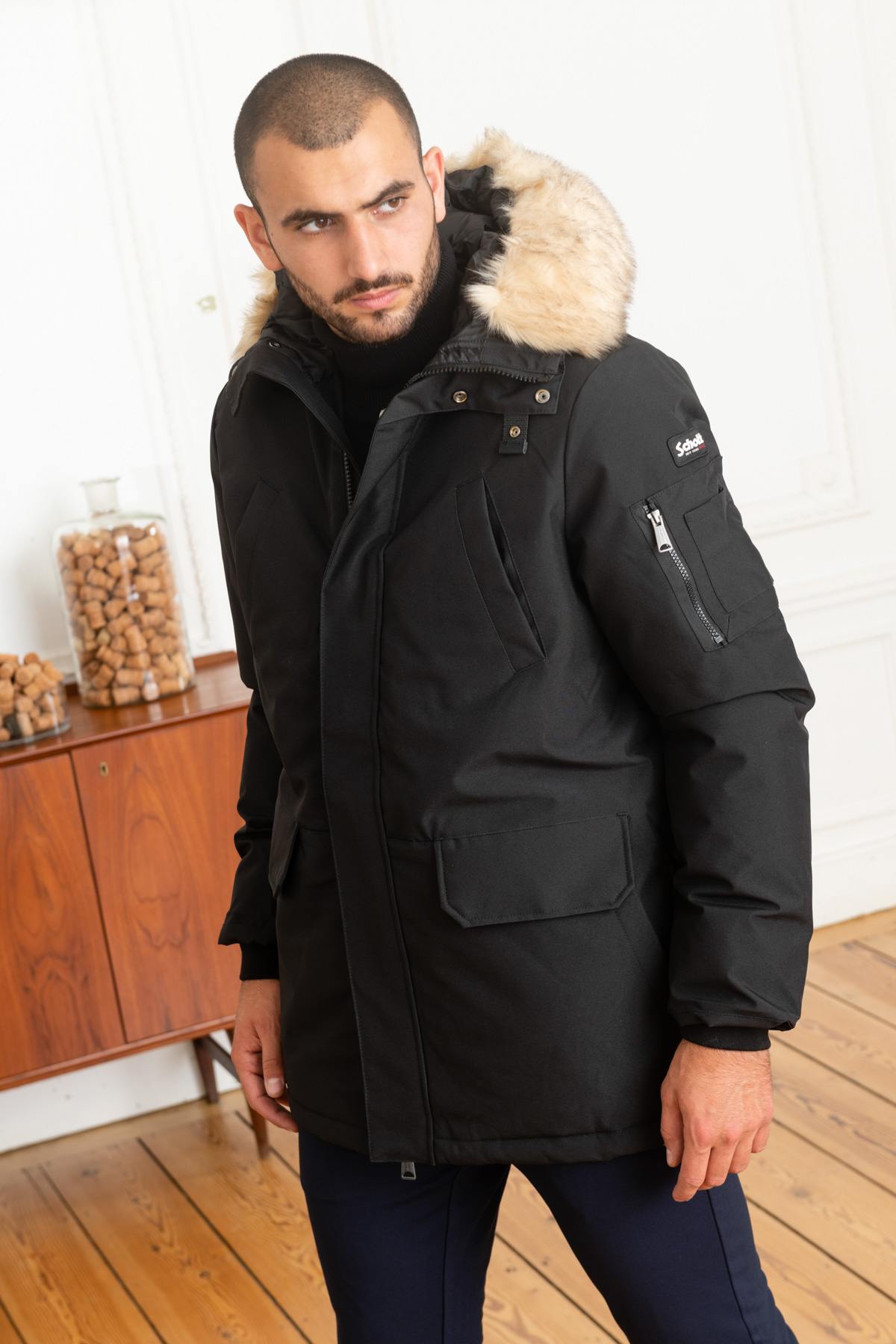 Snorkel parka with removable fur hood - Image n°1