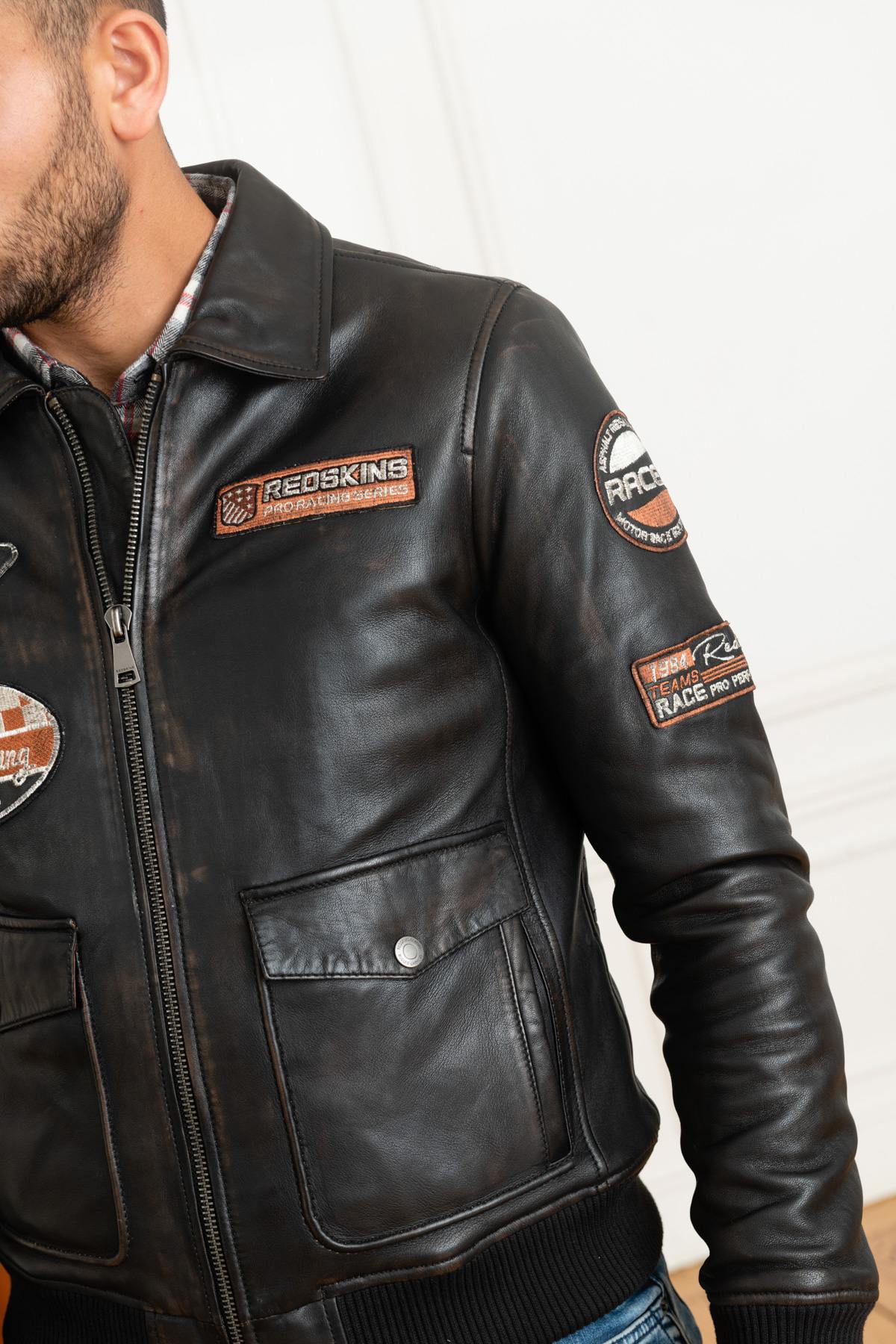 Vintage racing jacket in aged leather - Image n°7