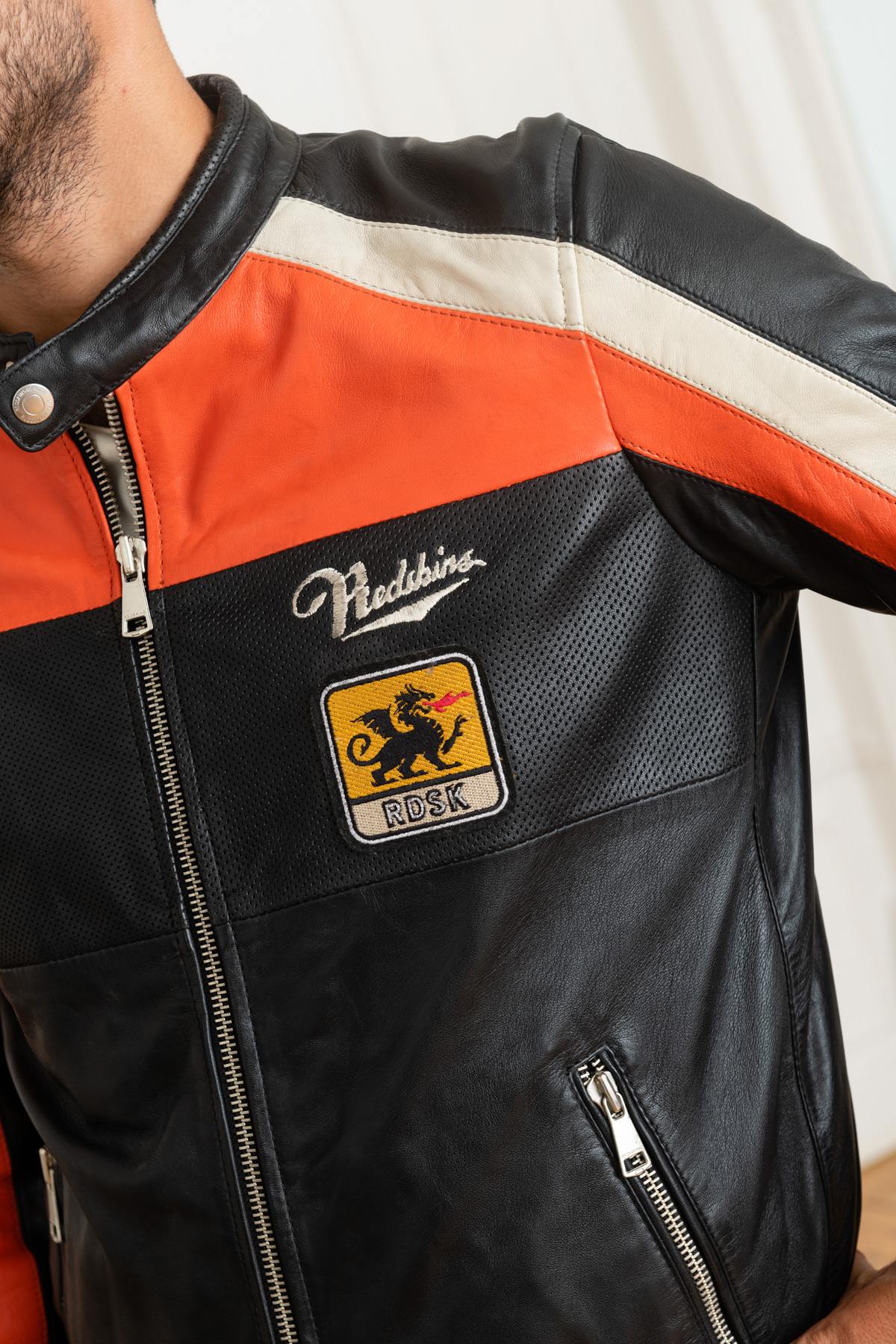 Tricolor biker style jacket - Image n°8