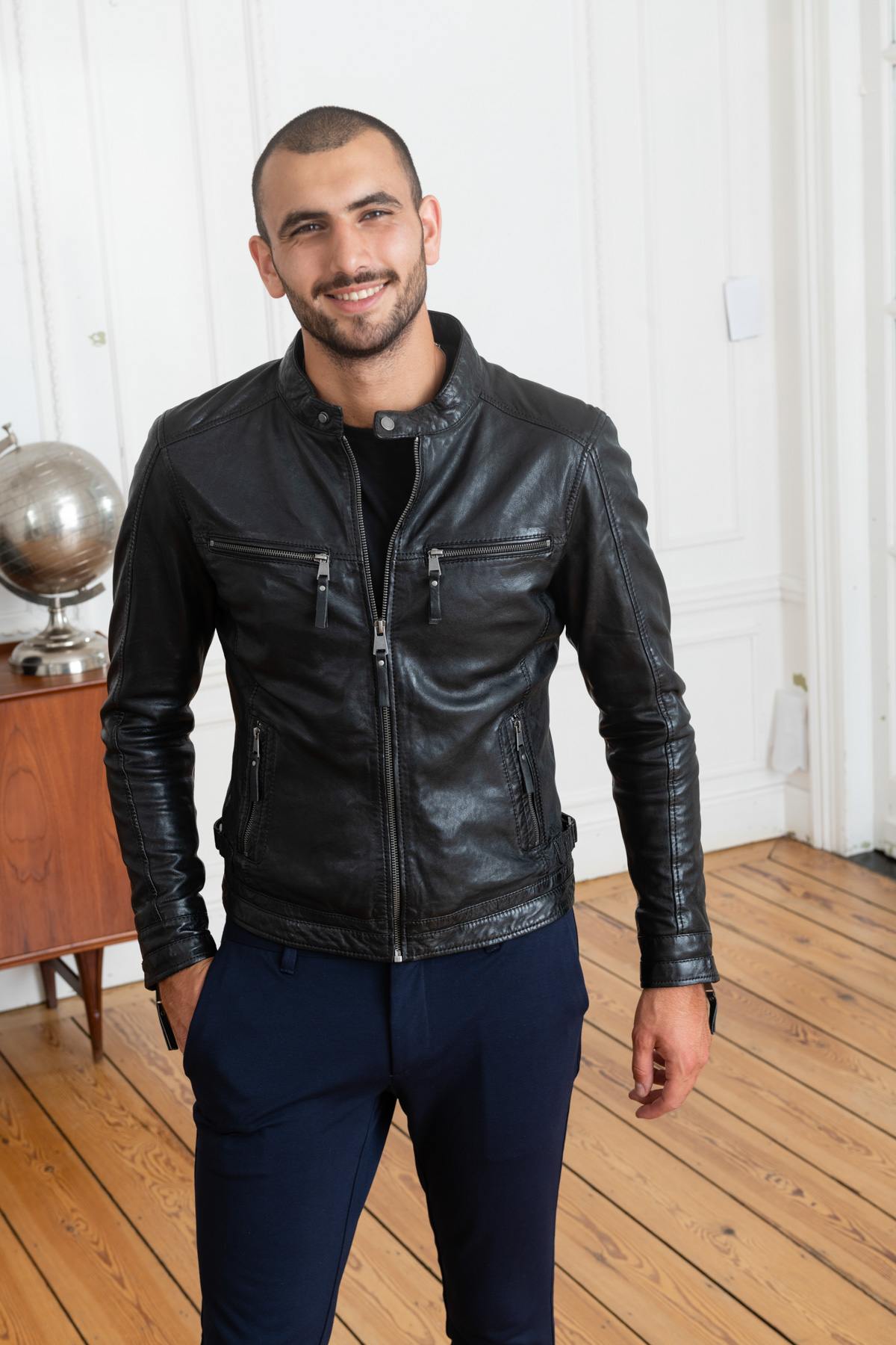  Black sheepskin leather jacket - Image n°4