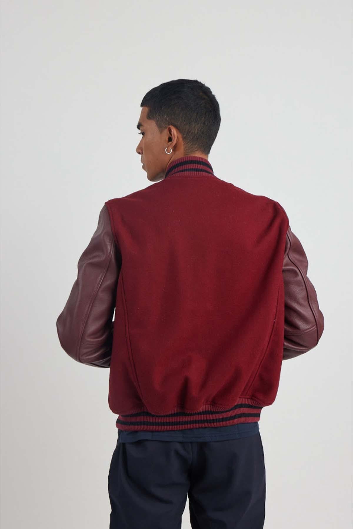 Burgundy US teddy in cowhide leather and cotton - Image n°4