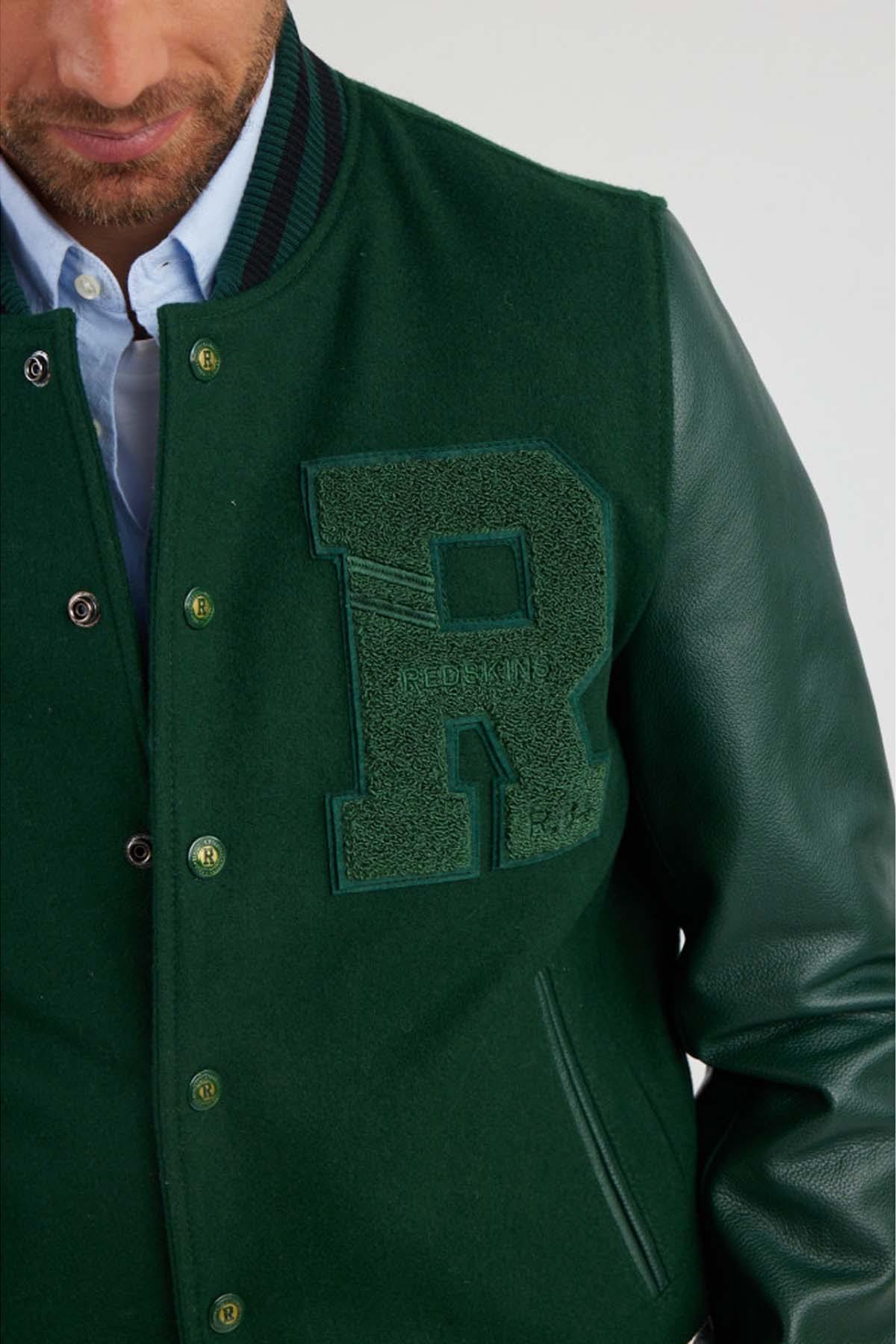 Green bi-material varsity teddy - Image n°7