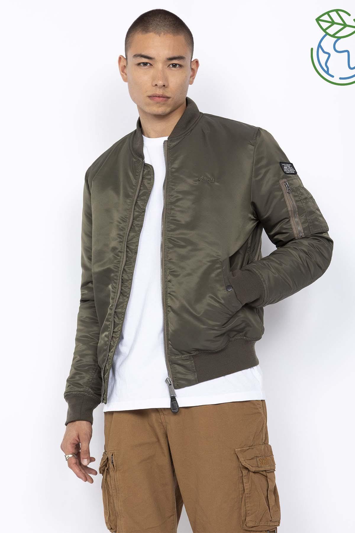 MA-1 khaki bomber jacket in recycled nylon - Image n°1