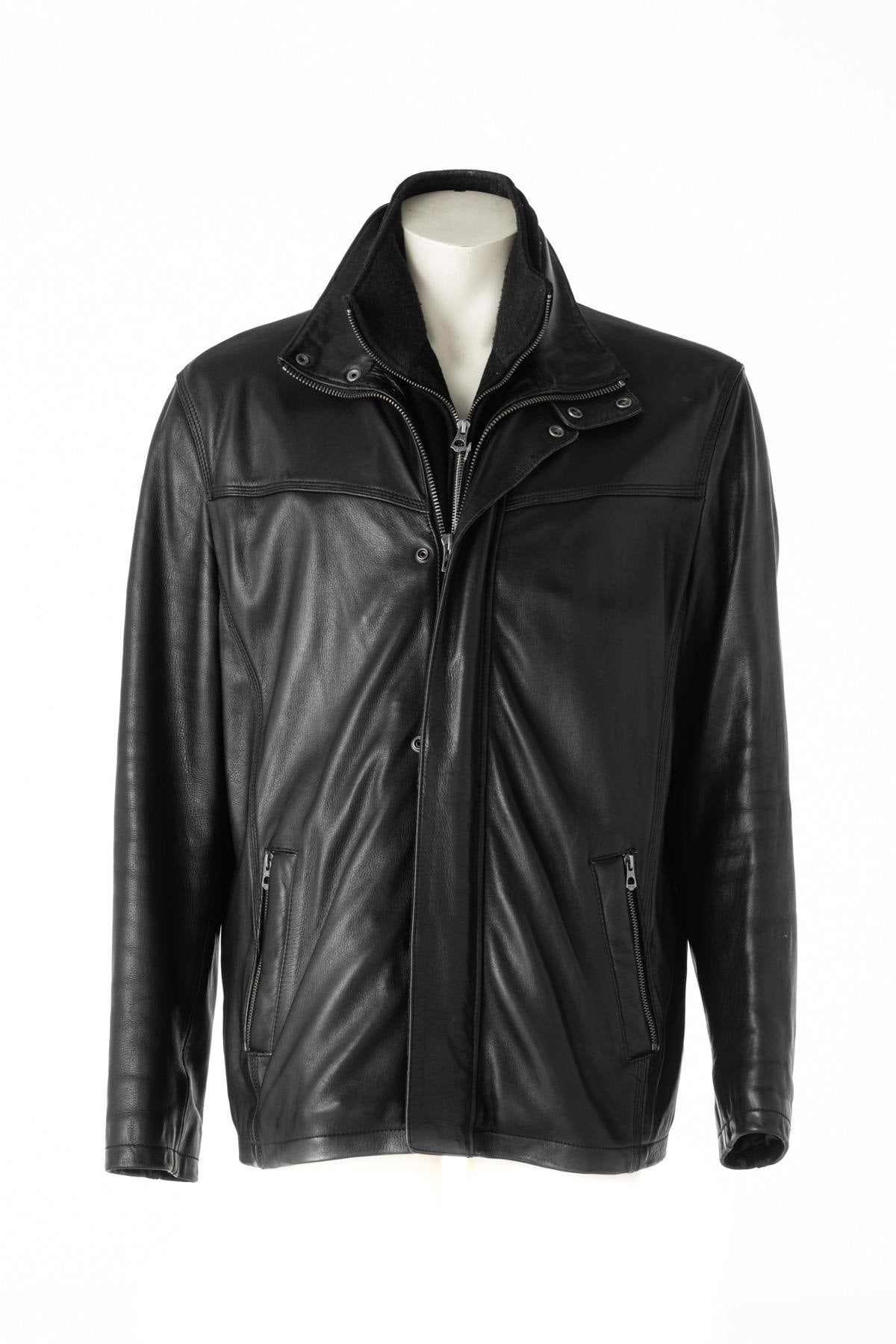 Cowhide leather jacket with facing VINT00083 - Image n°1