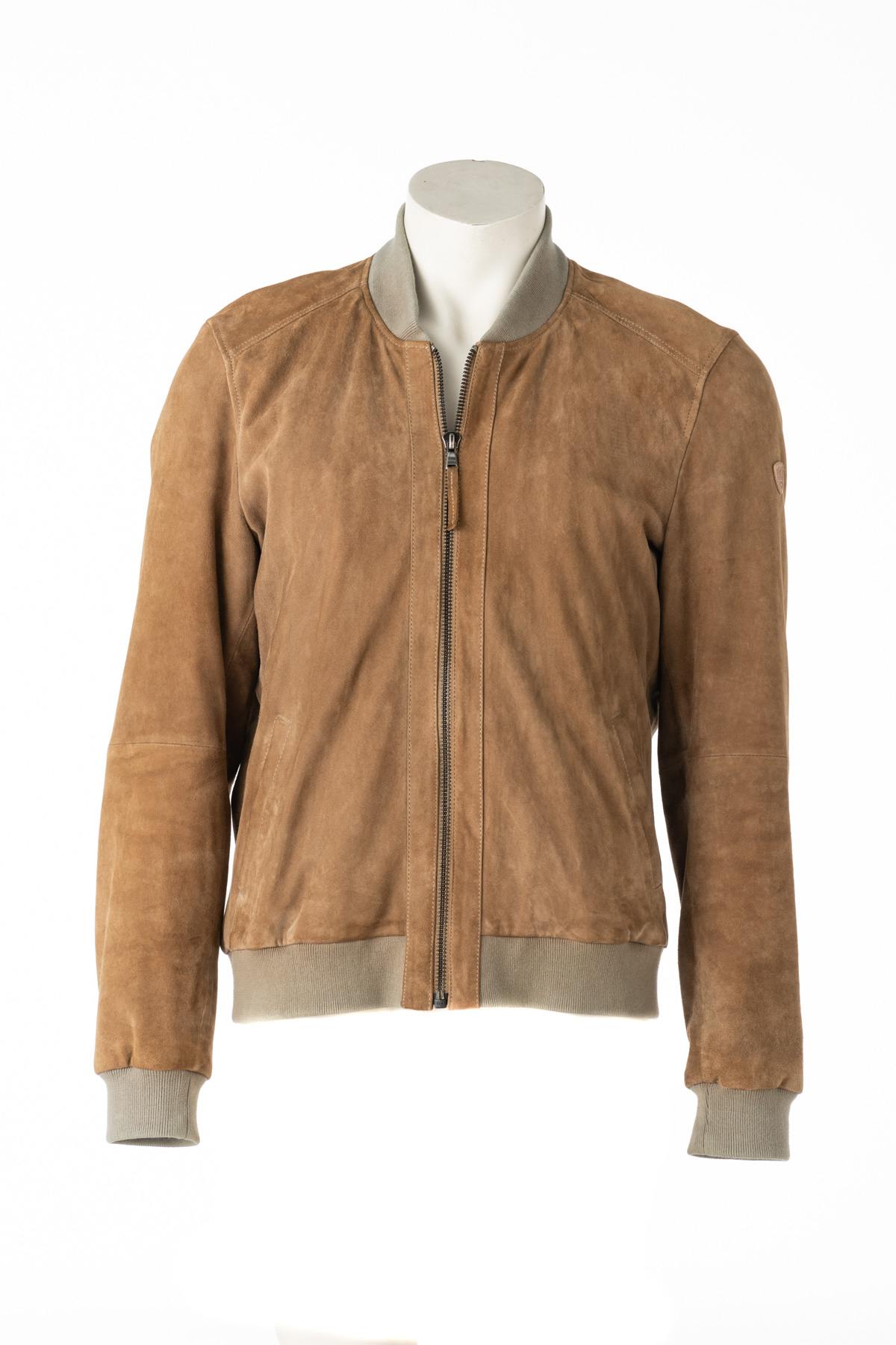 Men's taupe suede leather teddy - Image n°1