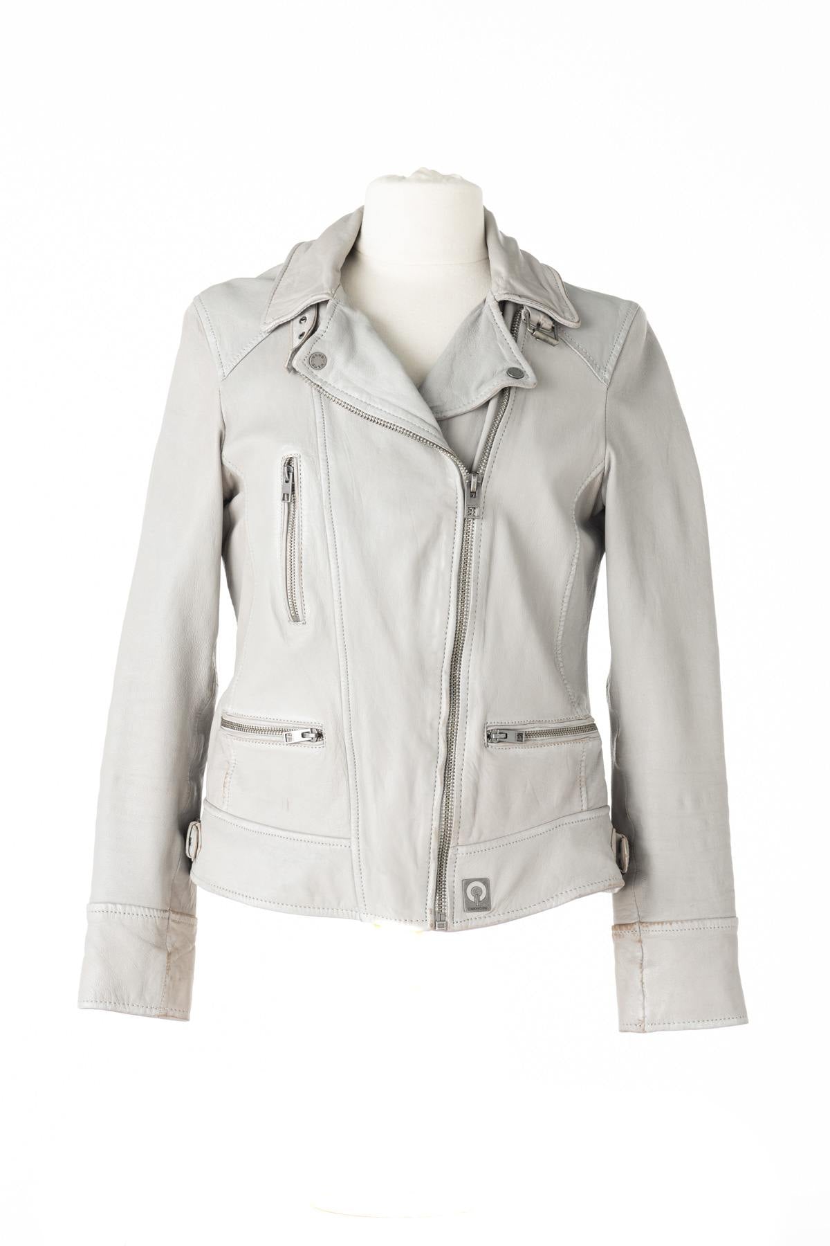 Women’s aged white Biker Jacket - Image n°1