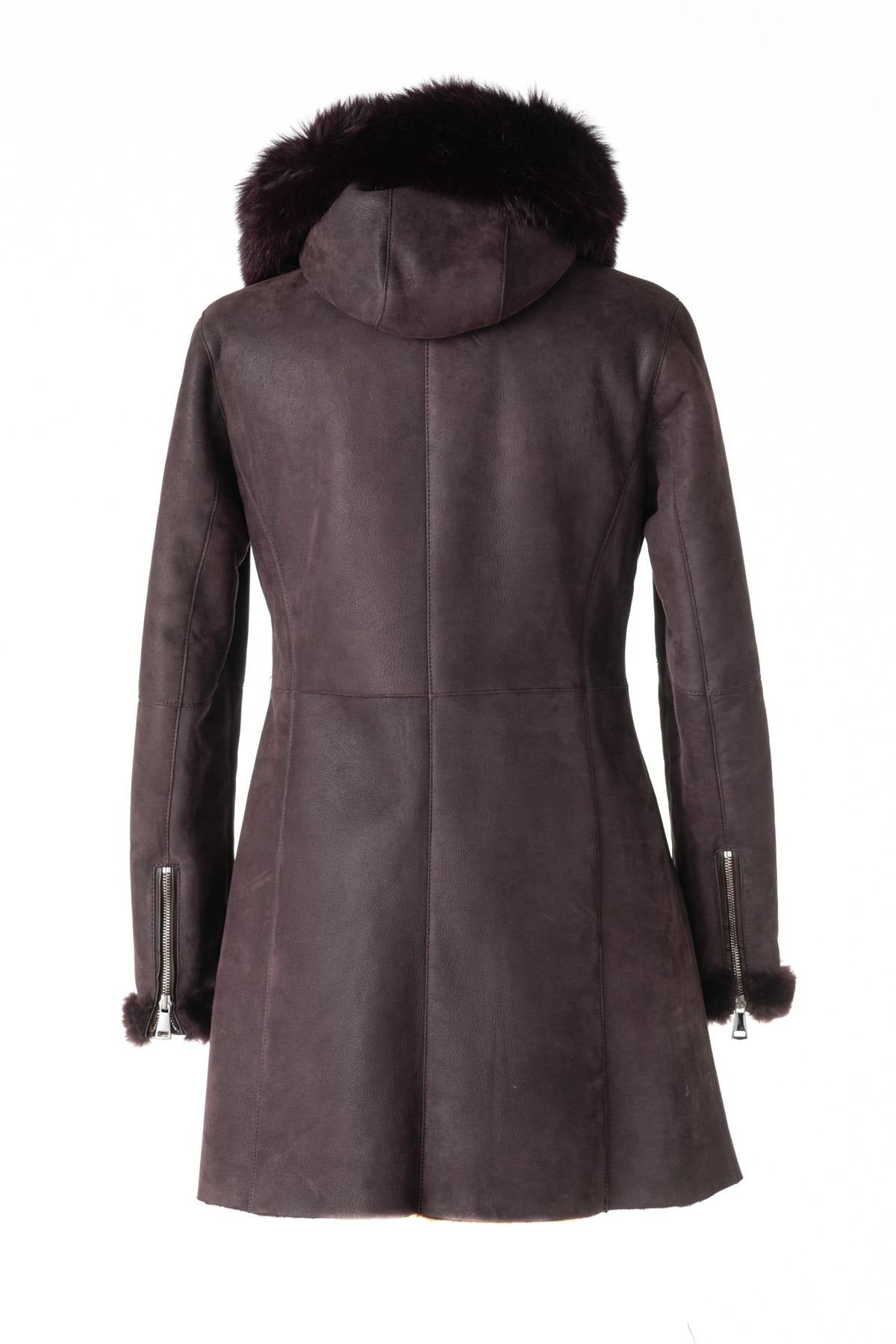 Burgundy shearling coat VINT00082 - Image n°2