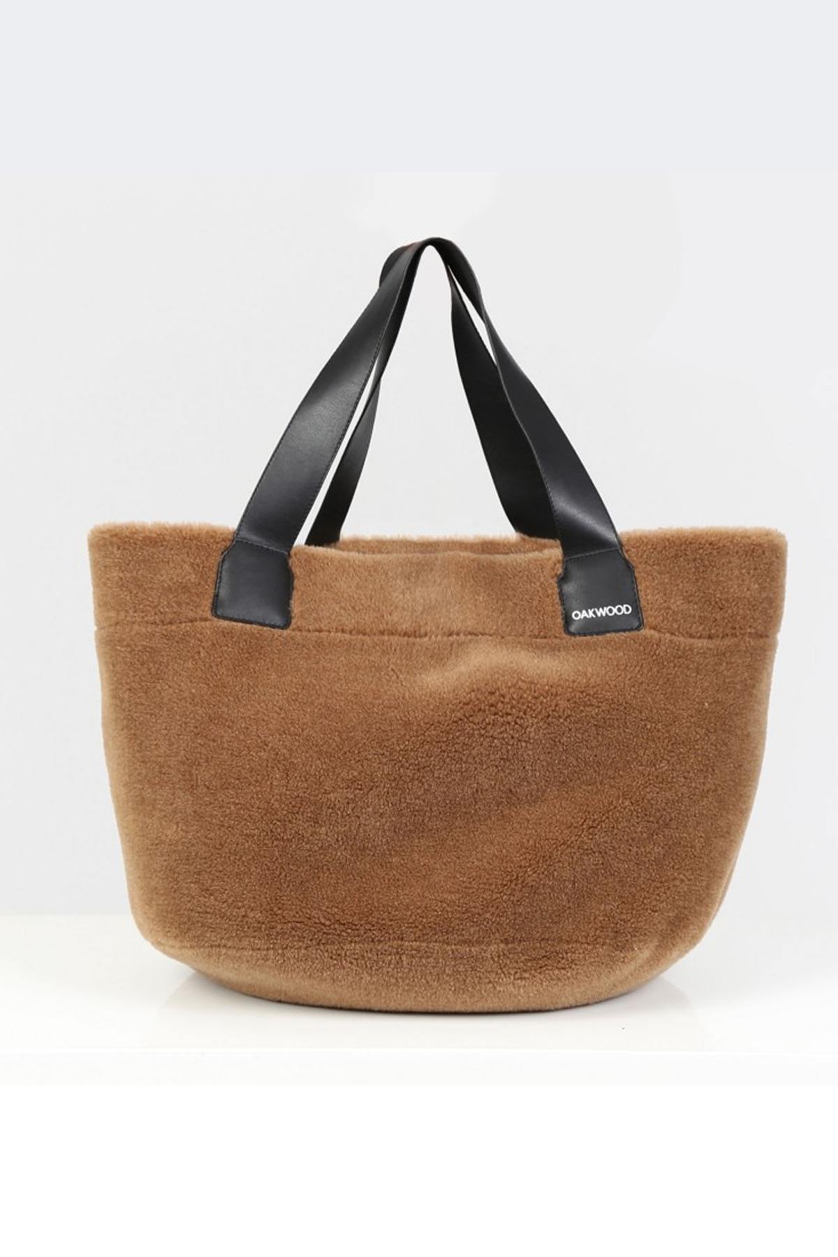 Reversible cognac wool totebag - Image n°1