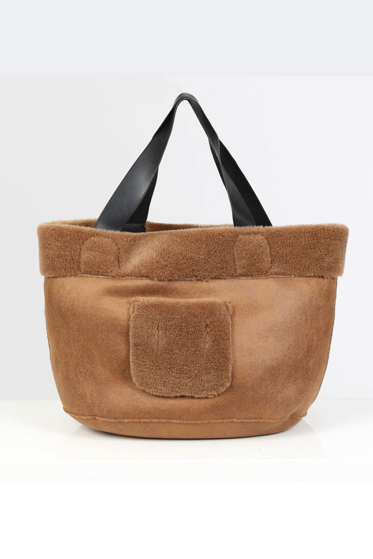 Reversible cognac wool totebag - Image n°3