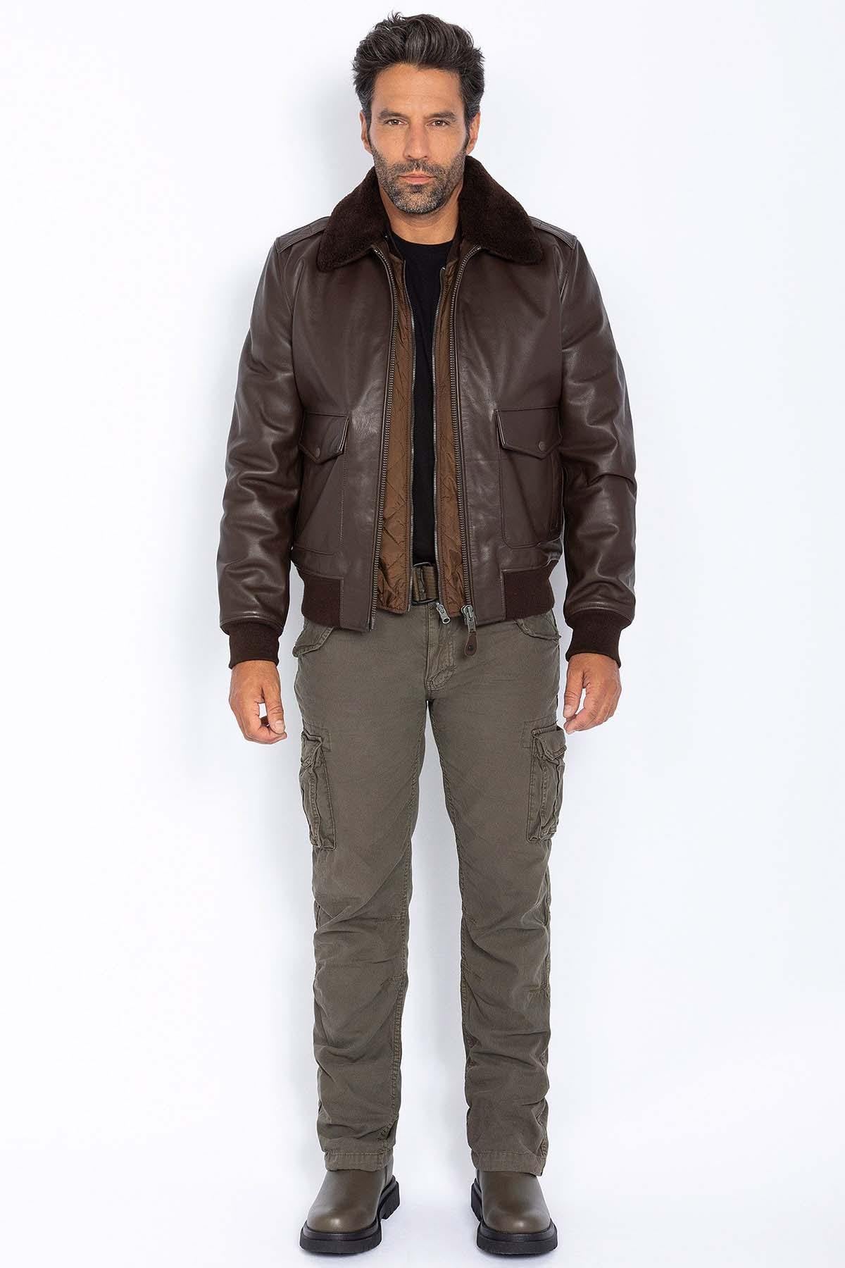 Cowhide leather pilot jacket - Image n°3