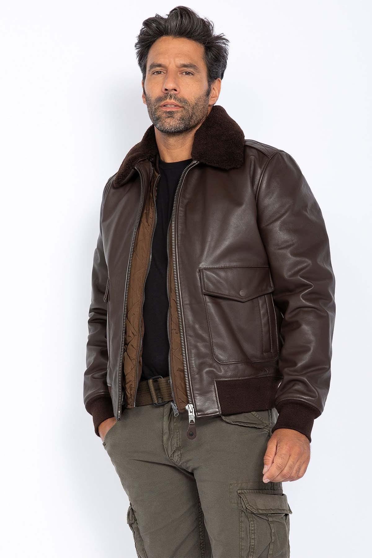 Cowhide leather pilot jacket - Image n°1