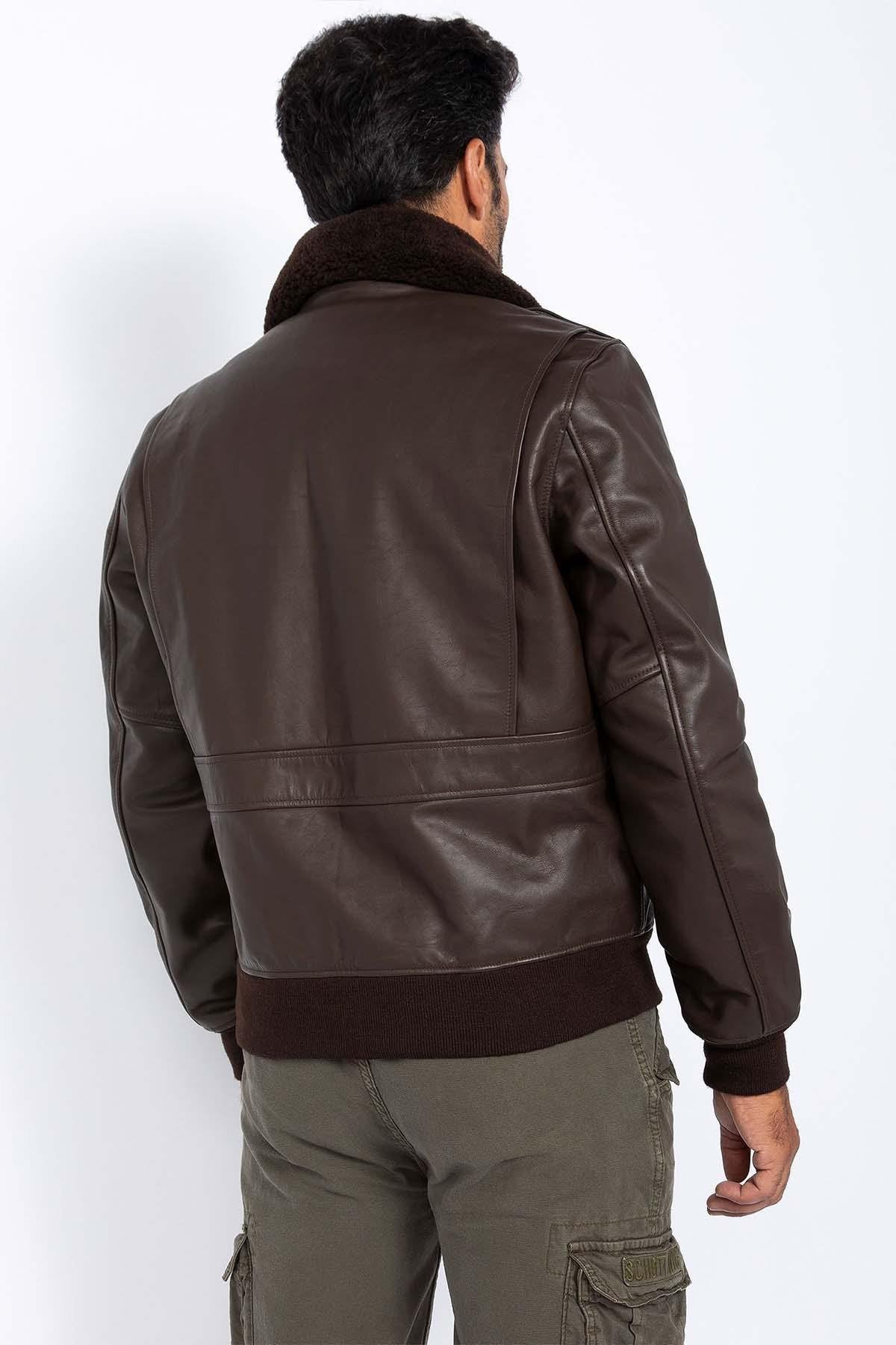 Cowhide leather pilot jacket - Image n°2