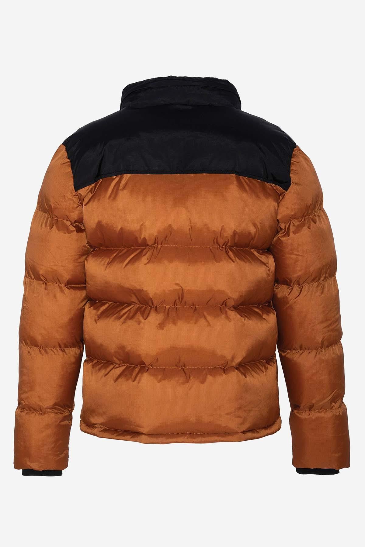 Two-tone rust and black down jacket - Image n°2