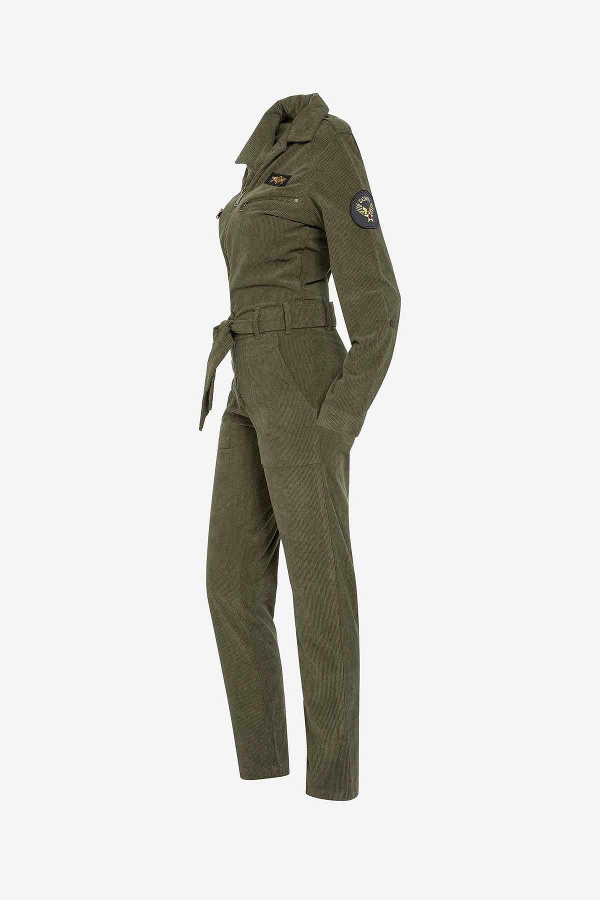 Badged khaki army jumpsuit - Image n°2