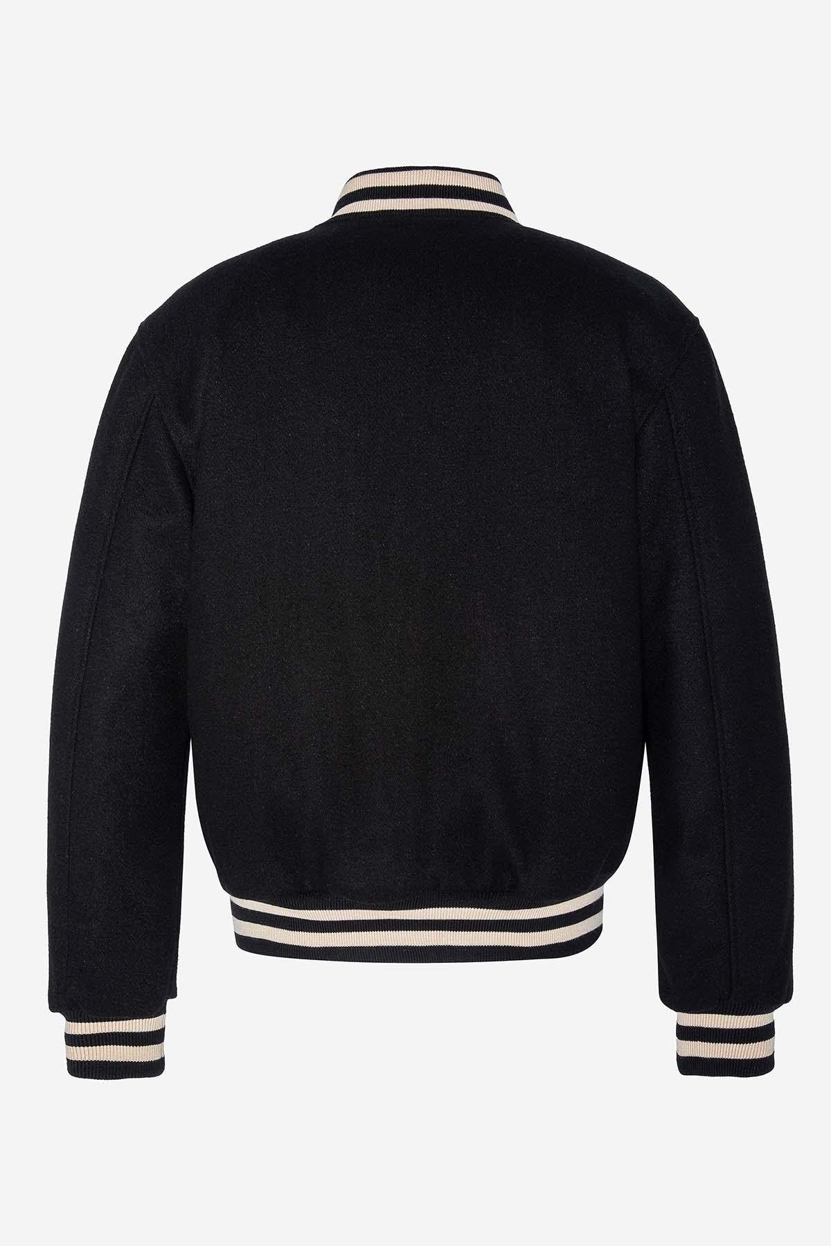 Black wool varsity jacket - Image n°3