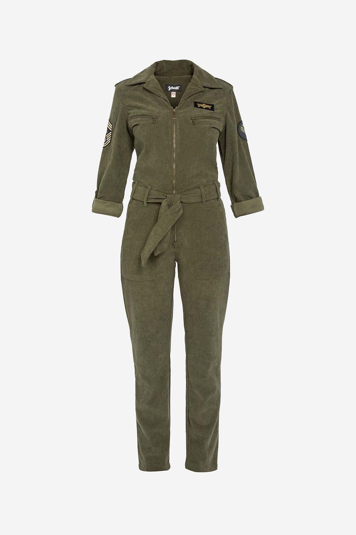 Badged khaki army jumpsuit - Image n°1