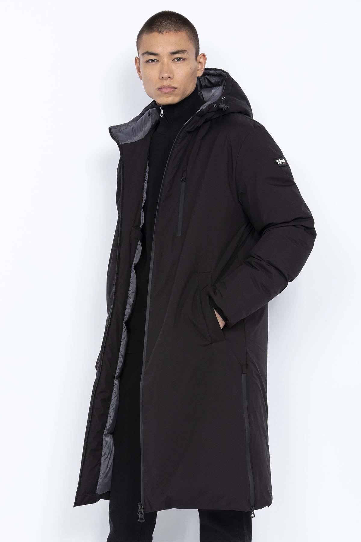 Long black winter parka - Image n°1