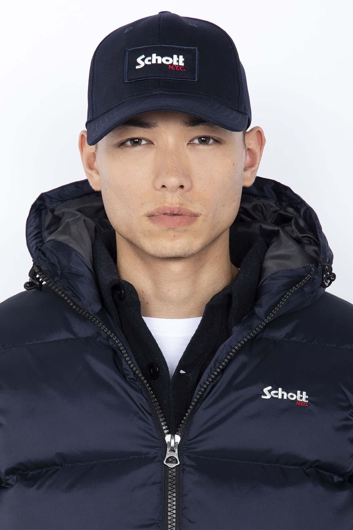 Navy blue hooded sleeveless down jacket - Image n°4