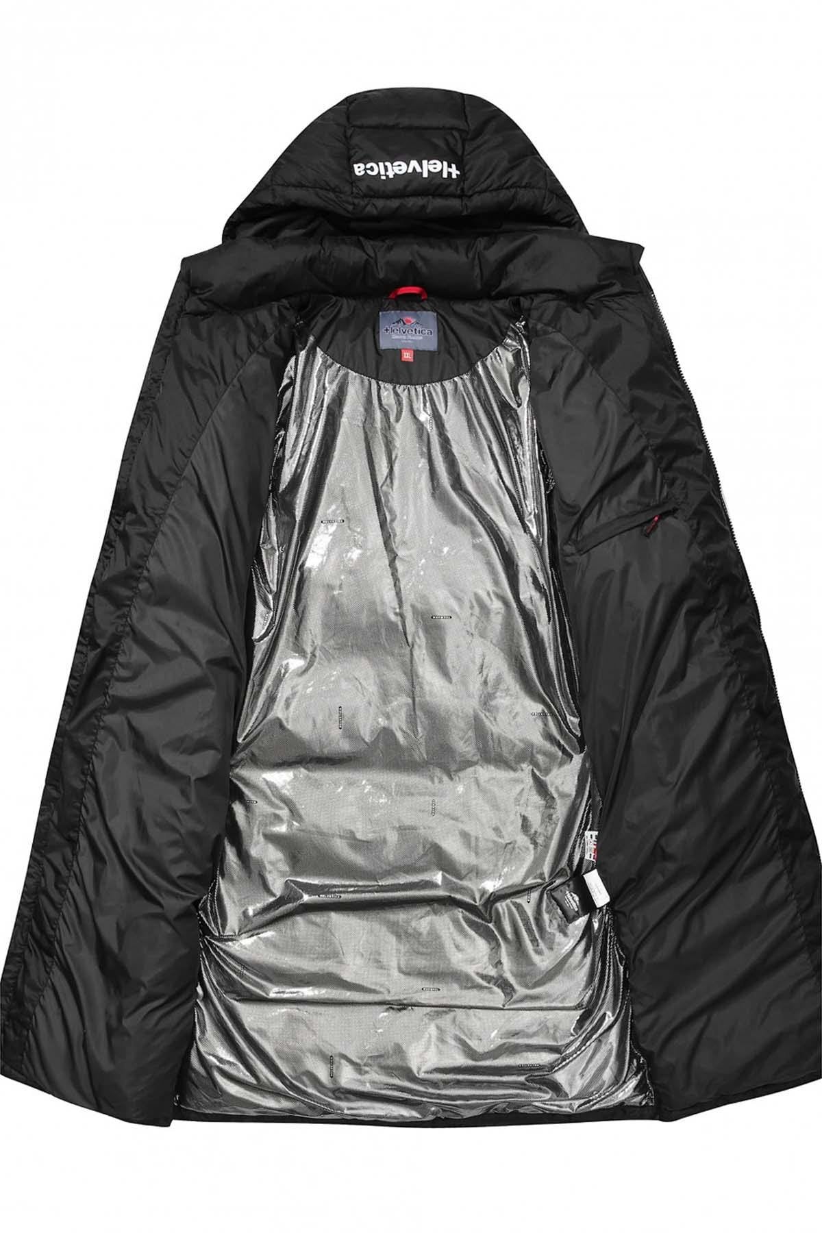 Long black padded down jacket - Image n°4