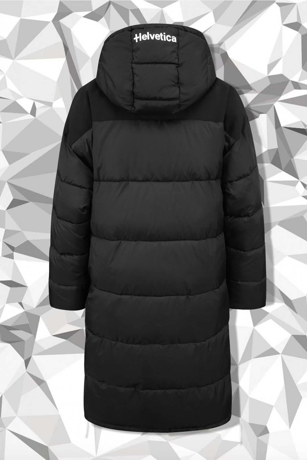 Long black padded down jacket - Image n°5