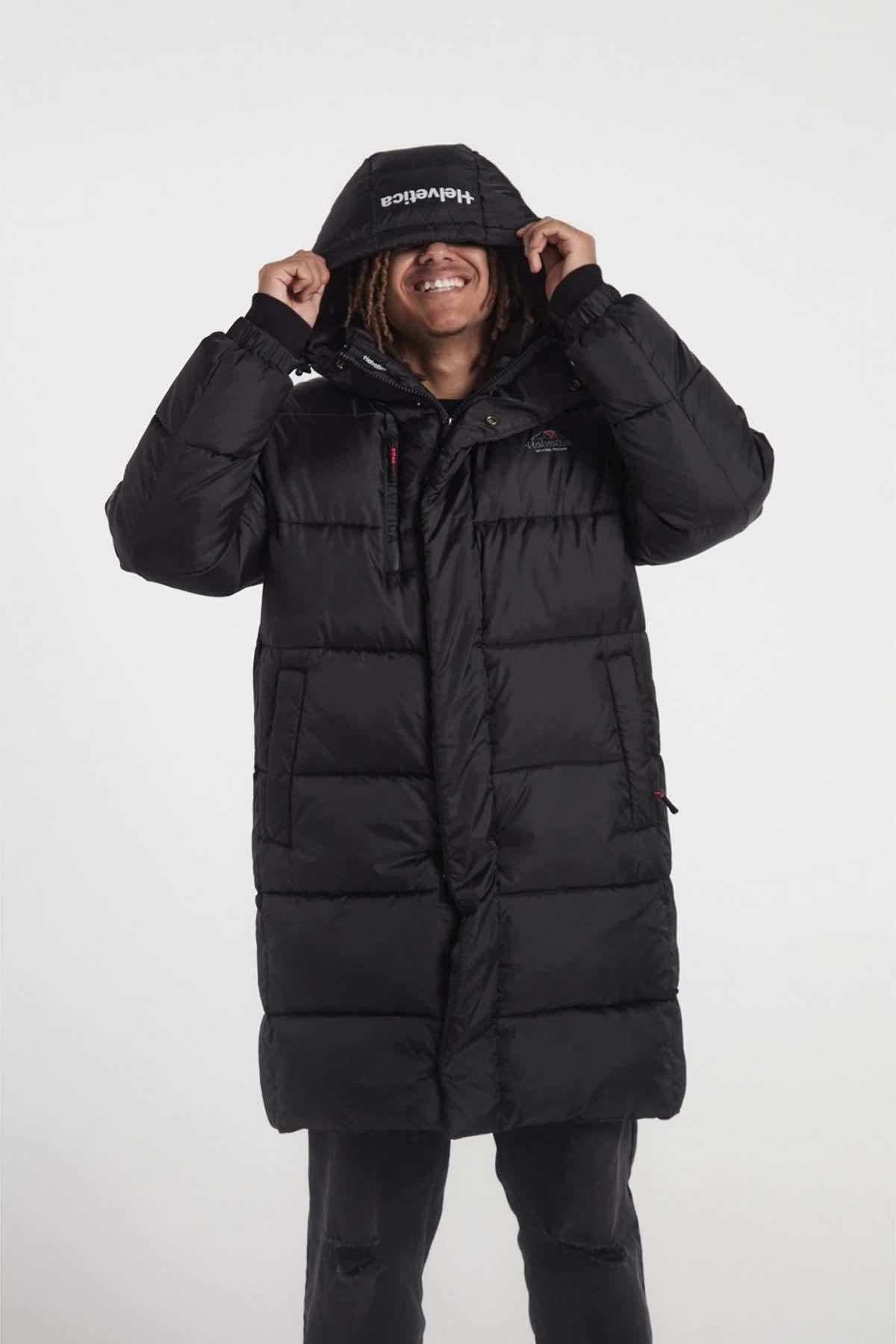 Long black technical down jacket - Image n°3