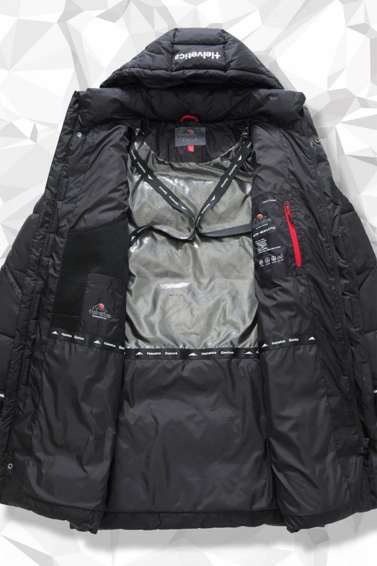 Long black technical down jacket - Image n°8