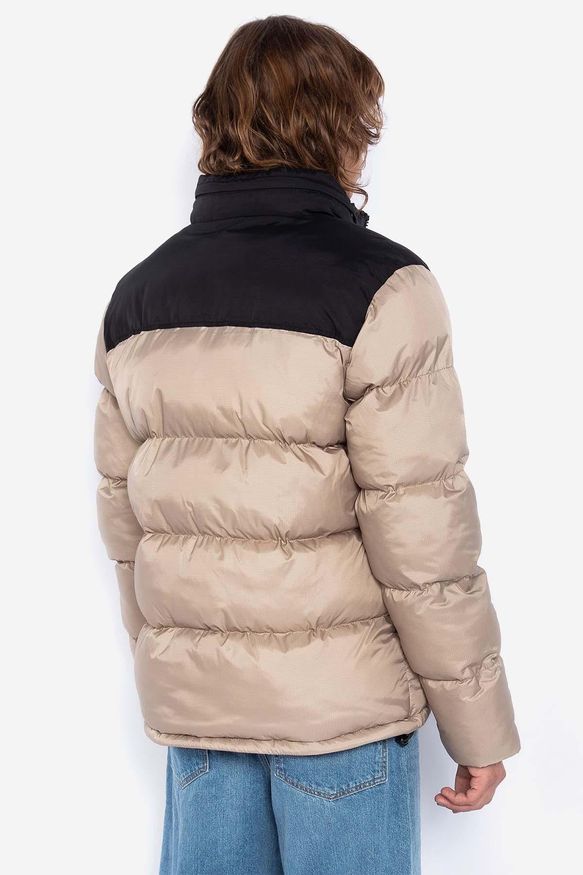 Two-tone beige and black down jacket - Image n°2