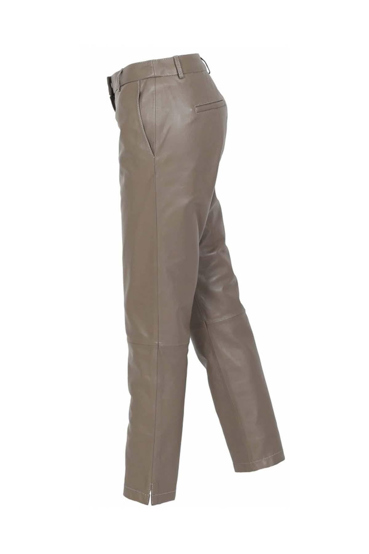 7/8 cigarette pants in beige sheep leather - Image n°5