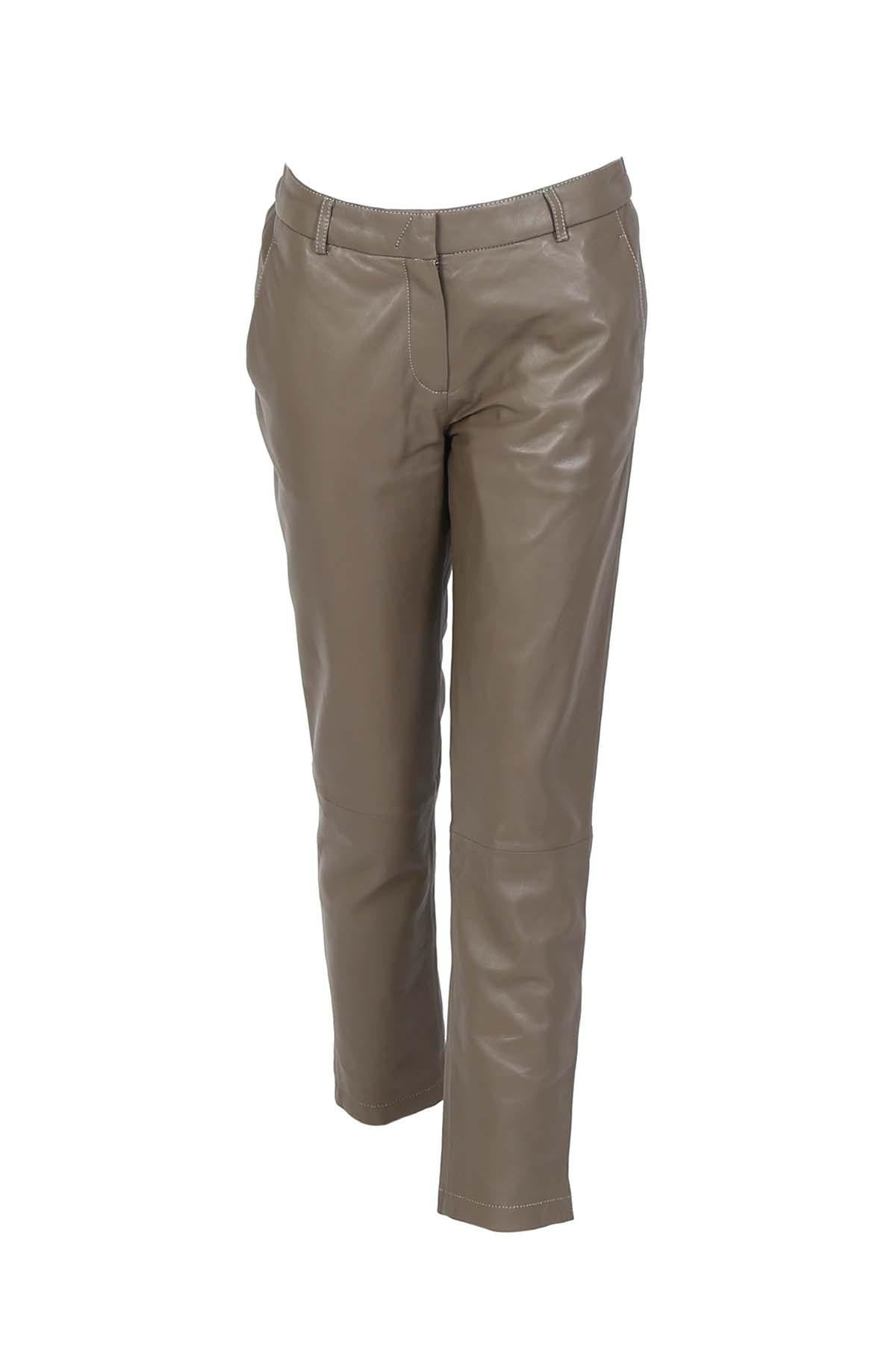 7/8 cigarette pants in beige sheep leather - Image n°3