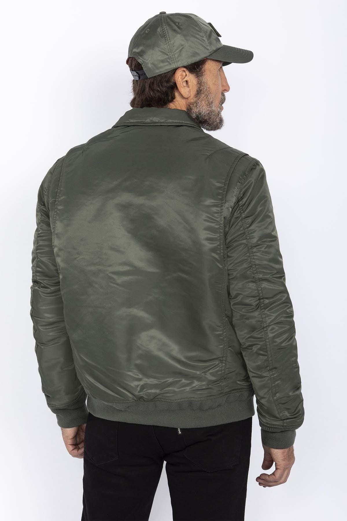 90's khaki bomber jacket in recycled nylon - Image n°5