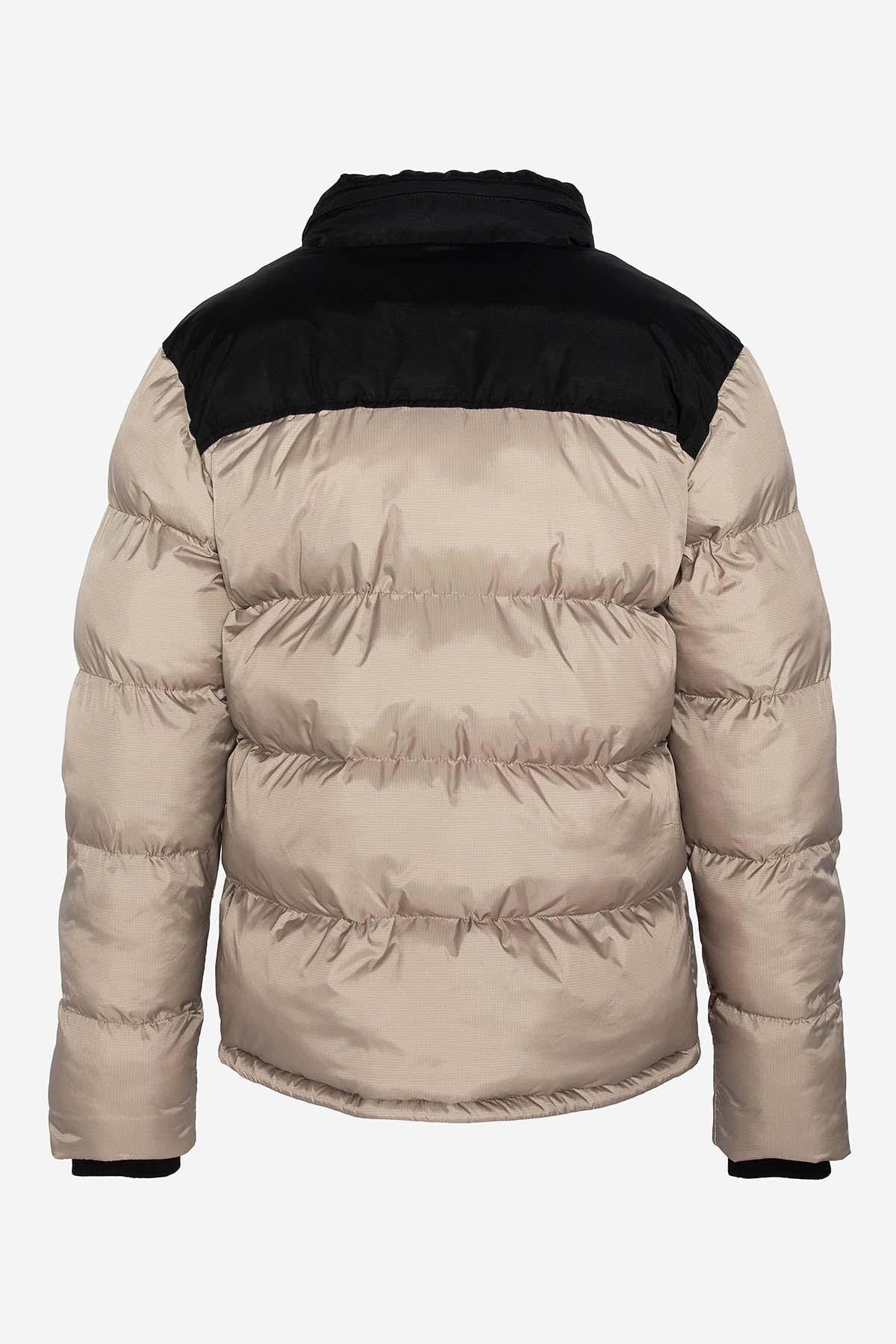 Two-tone beige and black down jacket - Image n°8