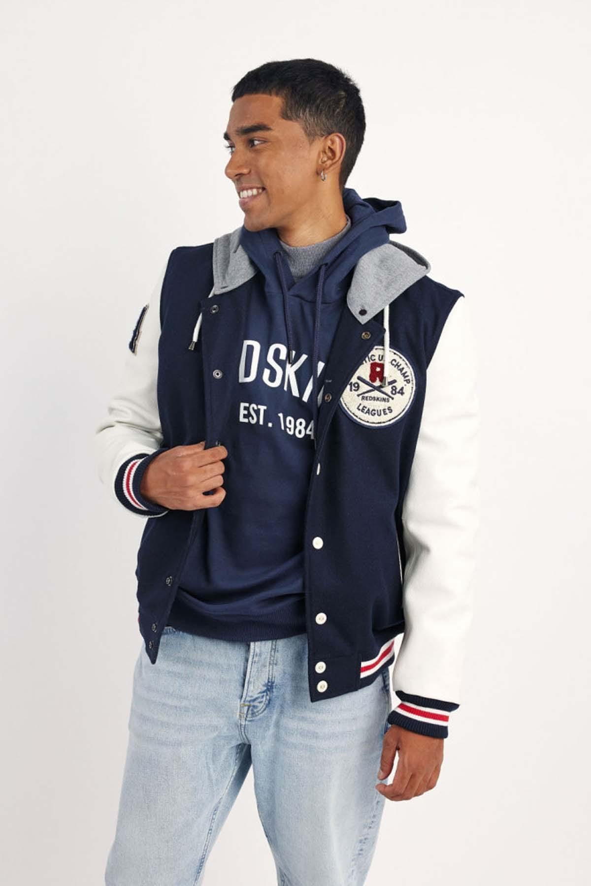 Two-tone blue and white varsity teddy - Image n°5