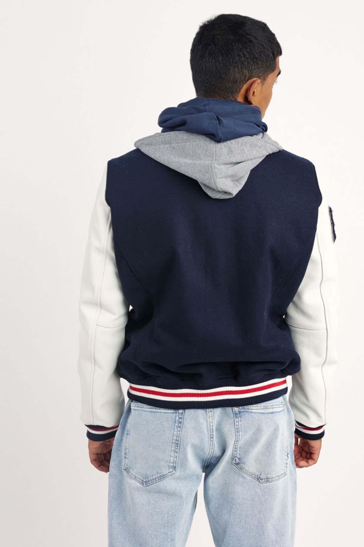 Two-tone blue and white varsity teddy - Image n°3