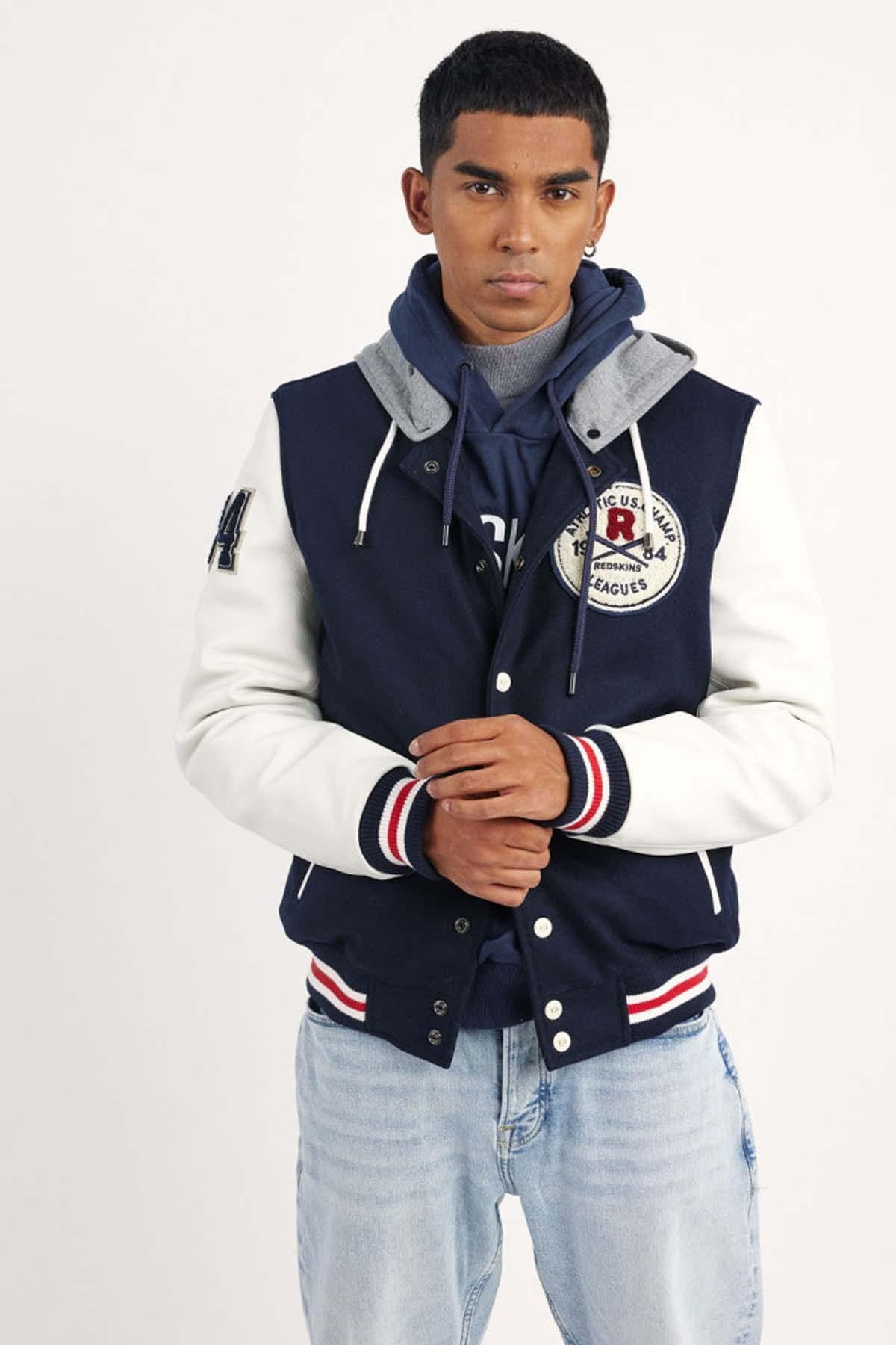 Two-tone blue and white varsity teddy - Image n°6