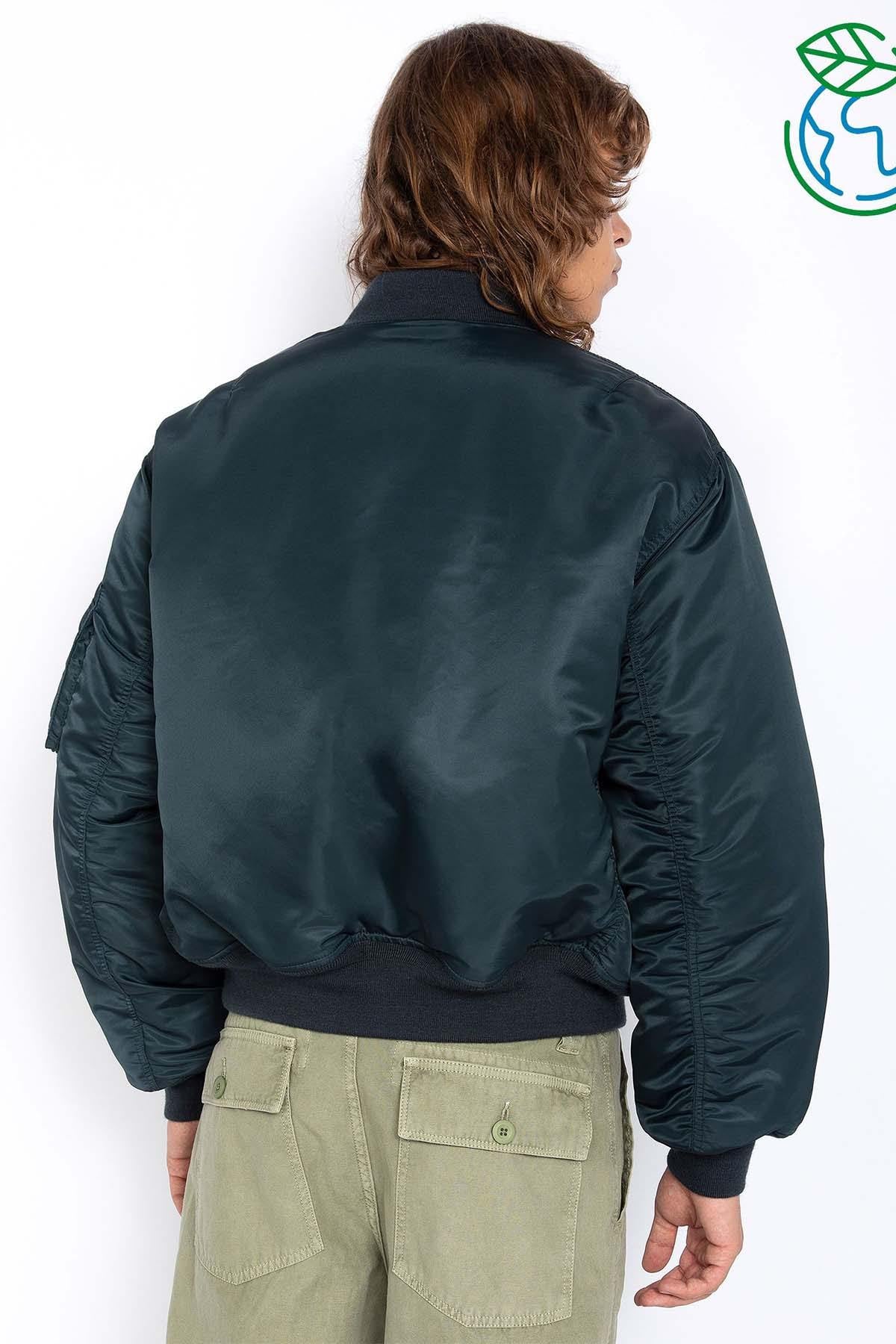 Navy blue MA-1 bomber jacket in recycled nylon - Image n°5