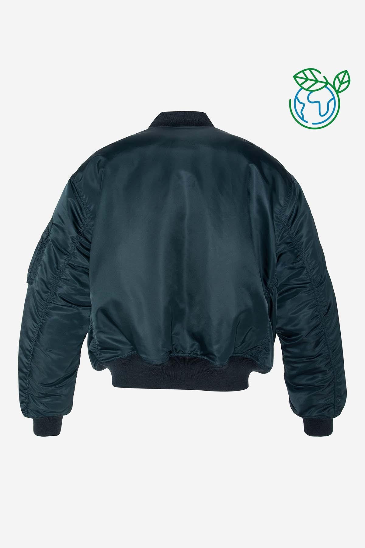 Navy blue MA-1 bomber jacket in recycled nylon - Image n°9