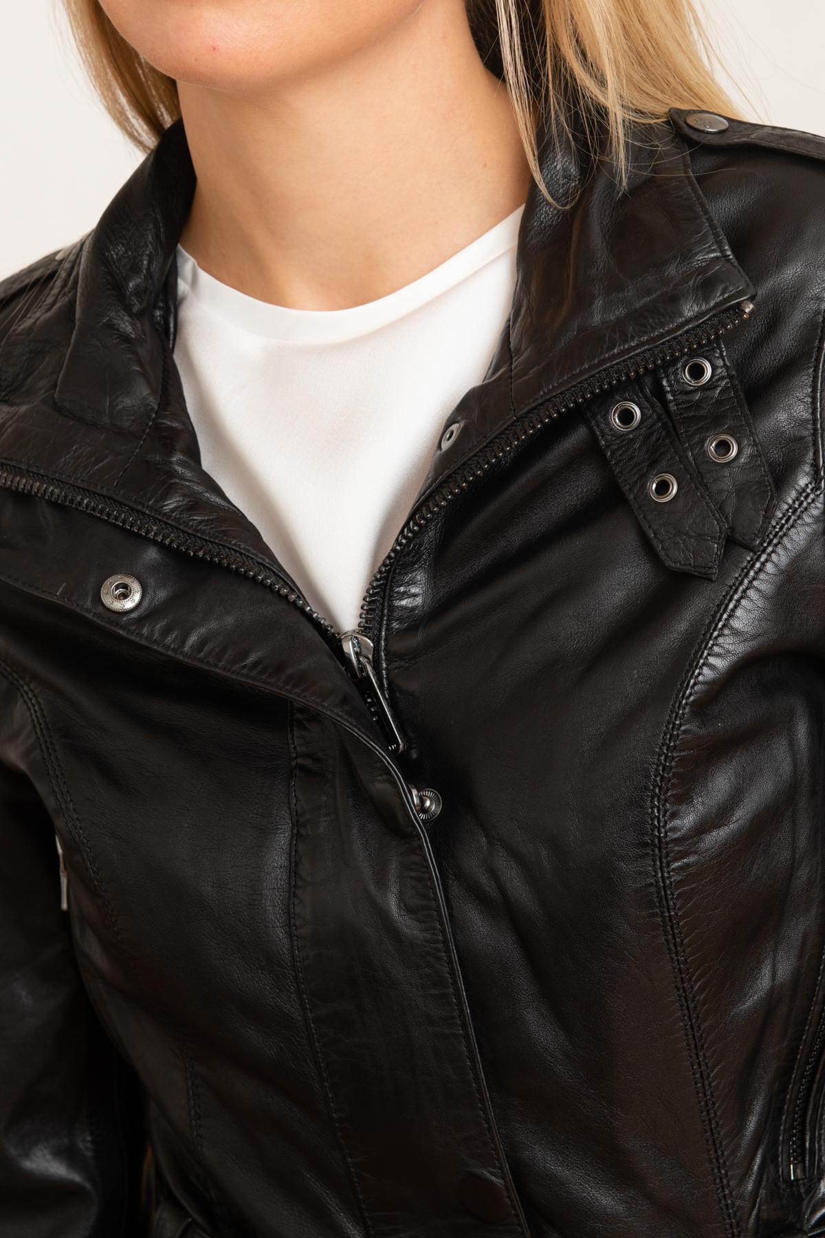 Jacket with black leather belt - Image n°4