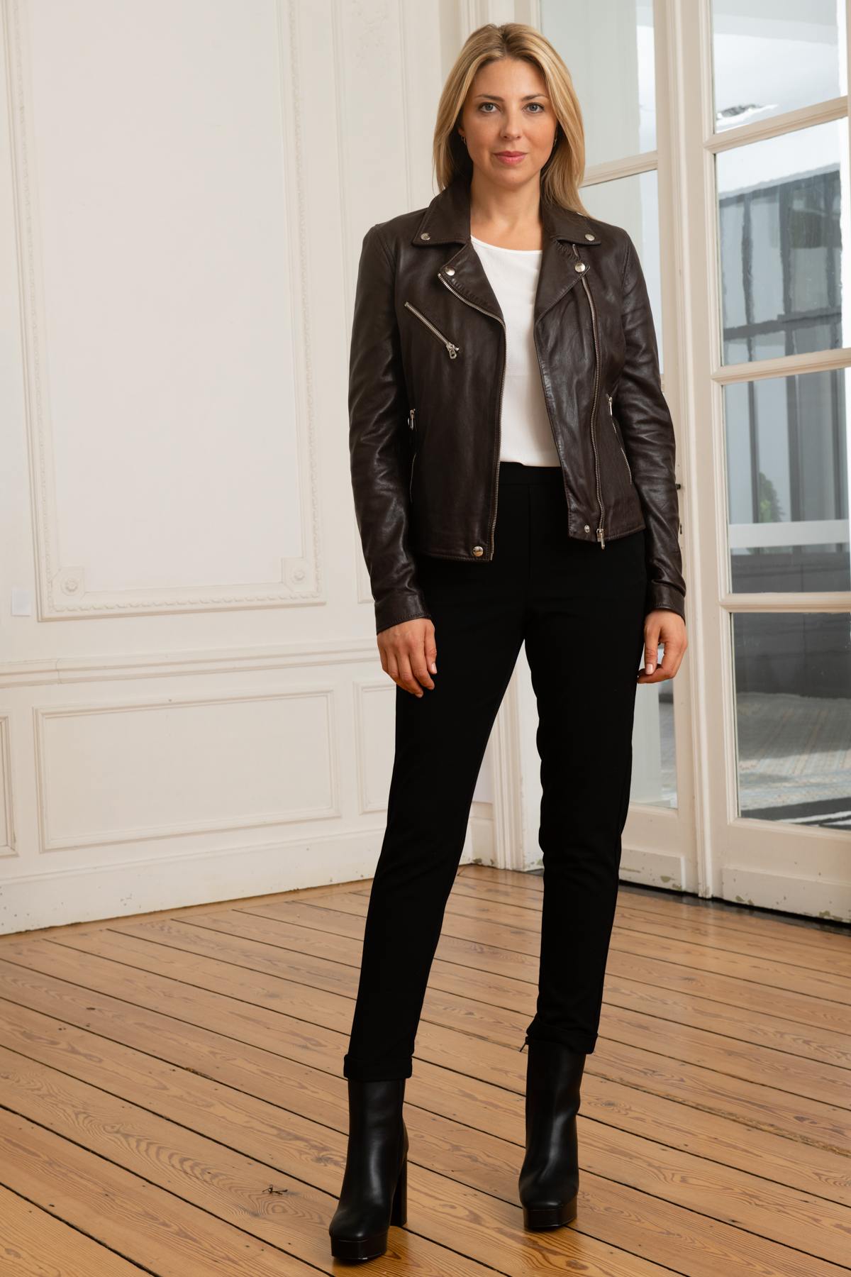 Women's dark brown Biker Jacket - Image n°2