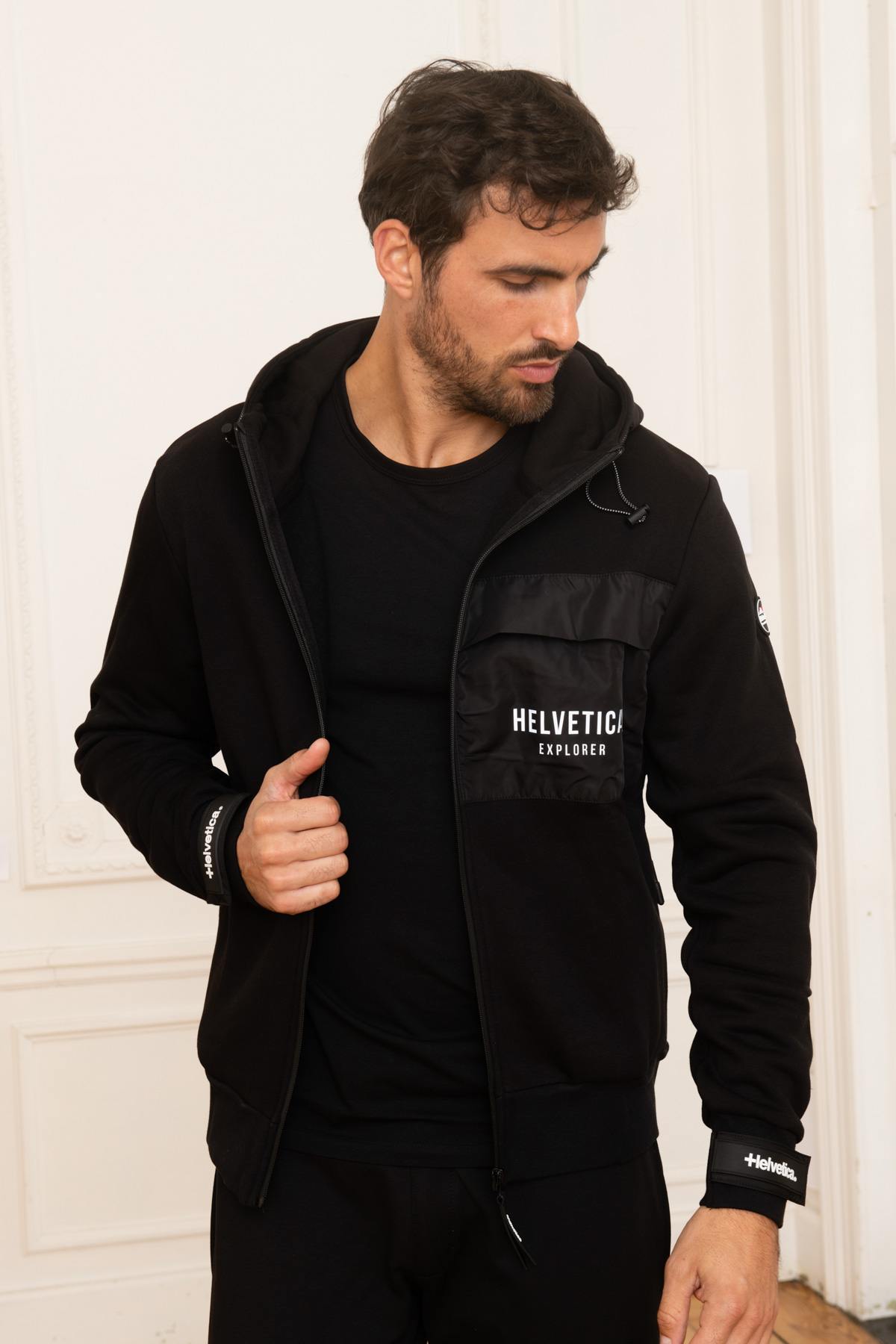 Black hooded jogging jacket - Image n°3