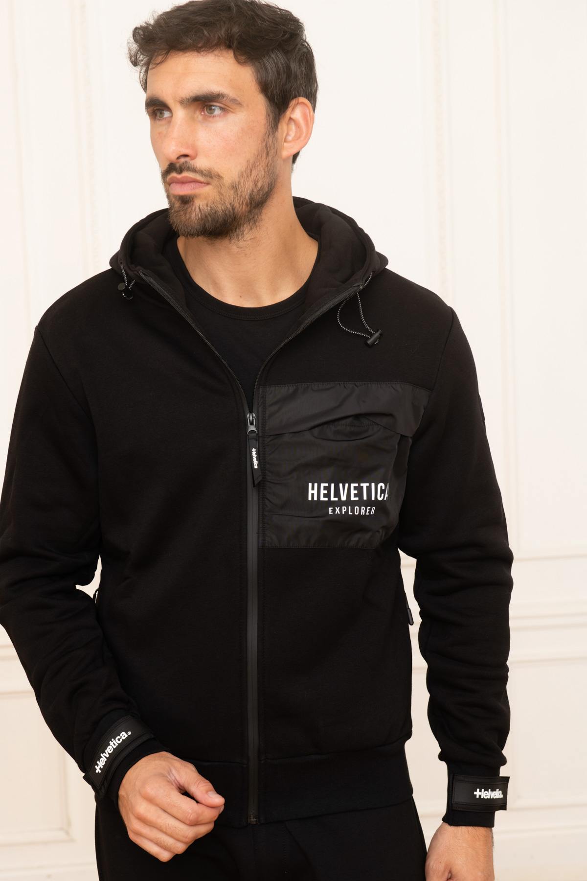 Black hooded jogging jacket - Image n°1