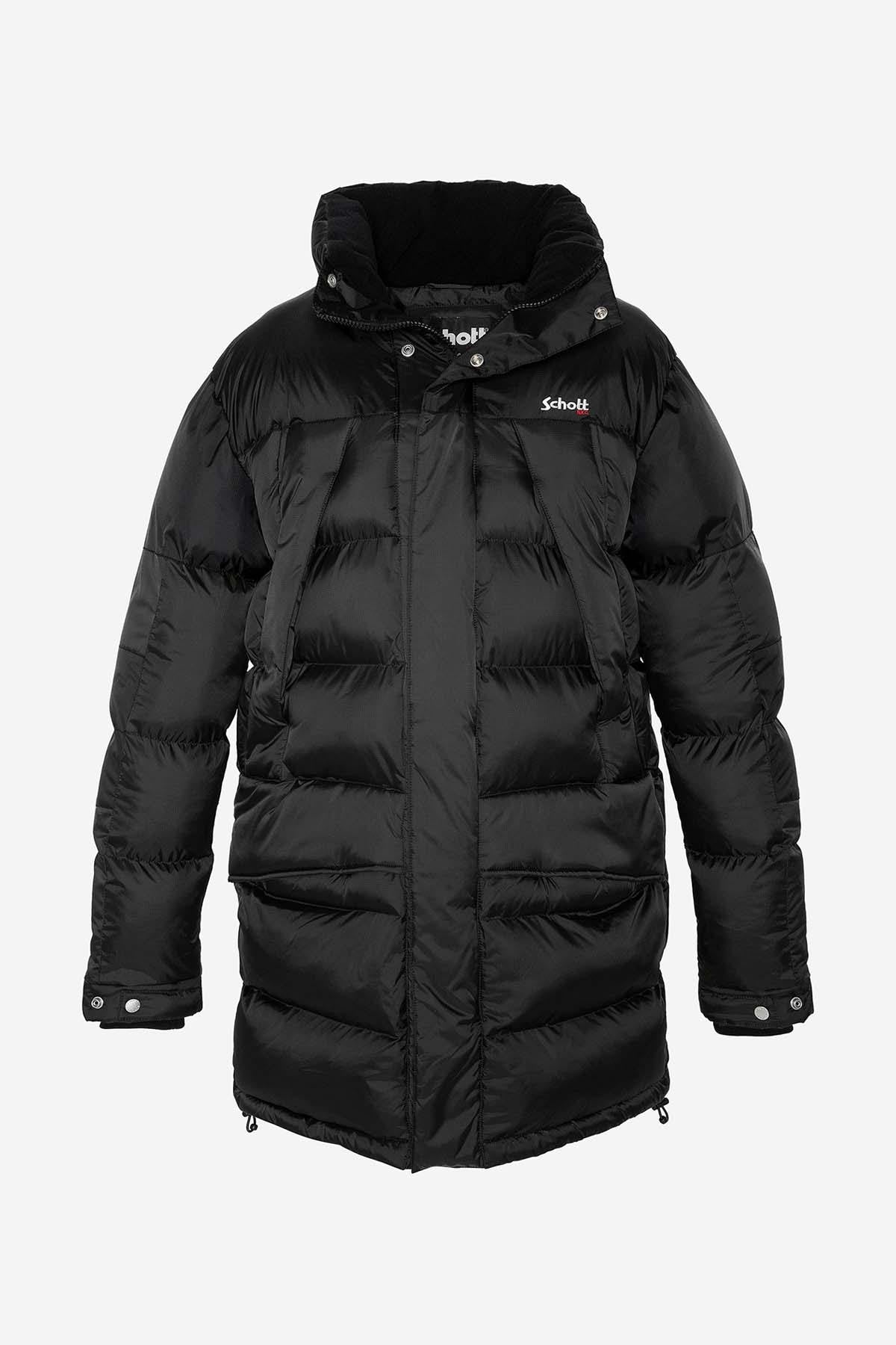 Long black nylon down jacket - Image n°2