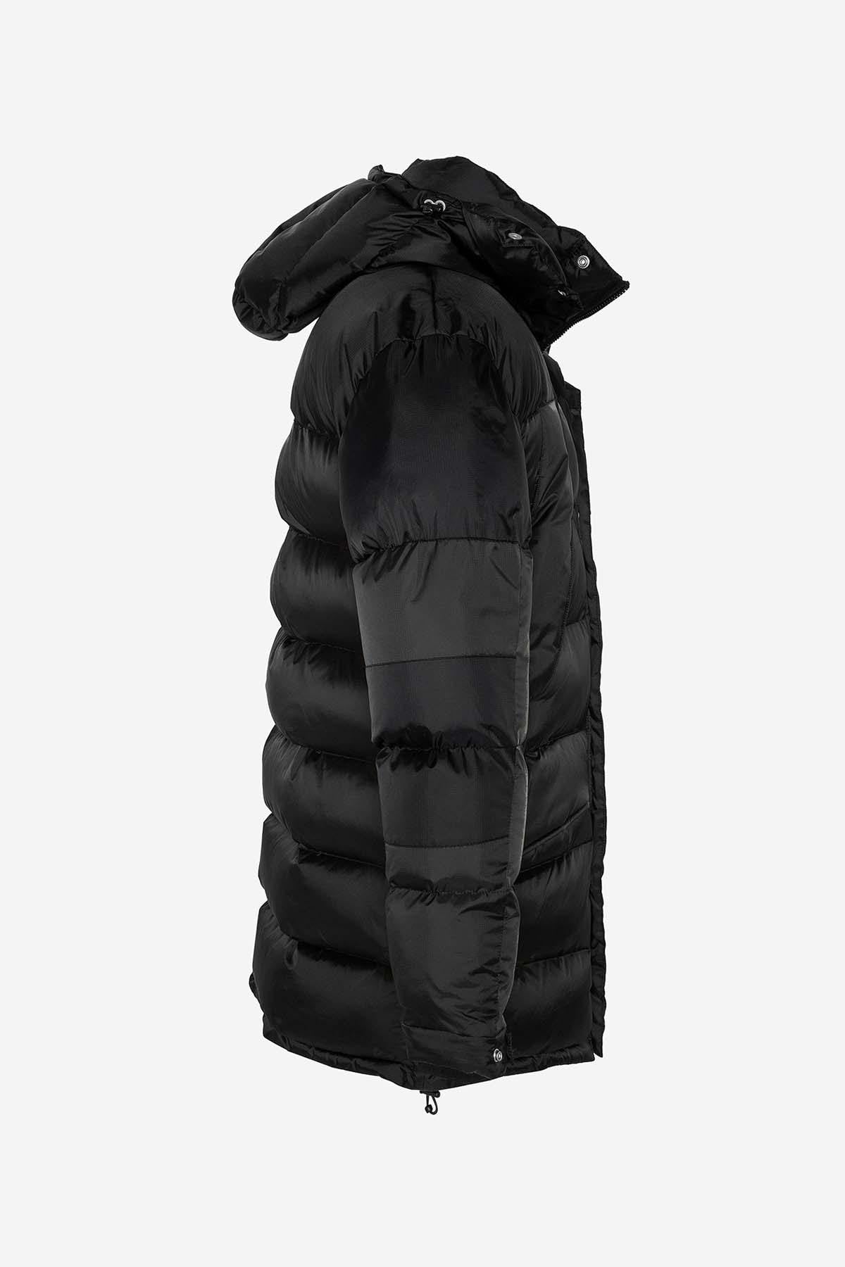 Long black nylon down jacket - Image n°3